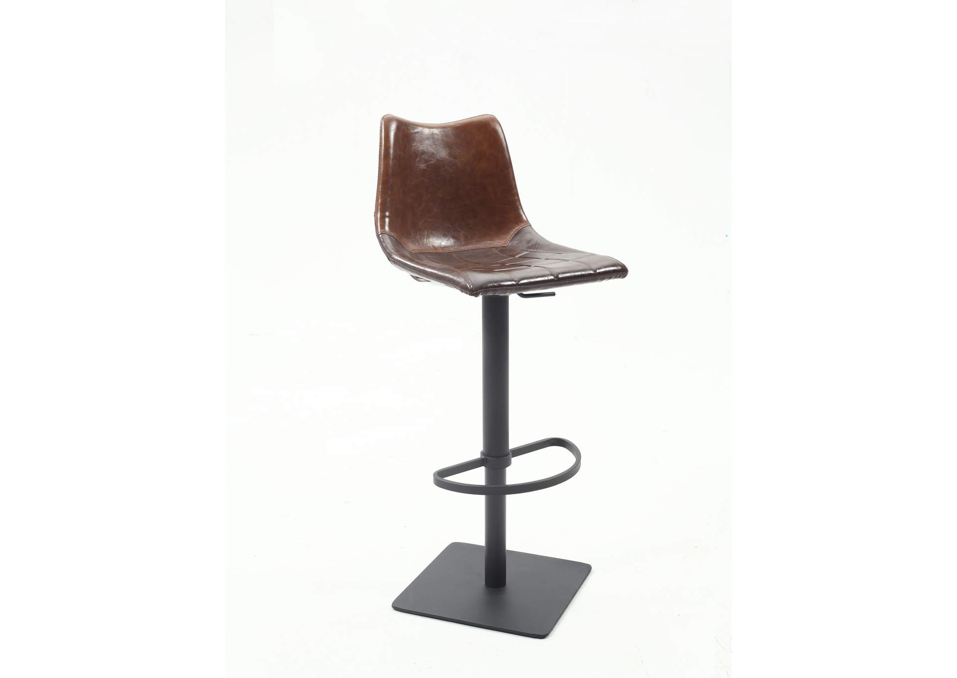 Brown Vintage-Style Pneumatic Height Adjustable Swivel Stool image 1