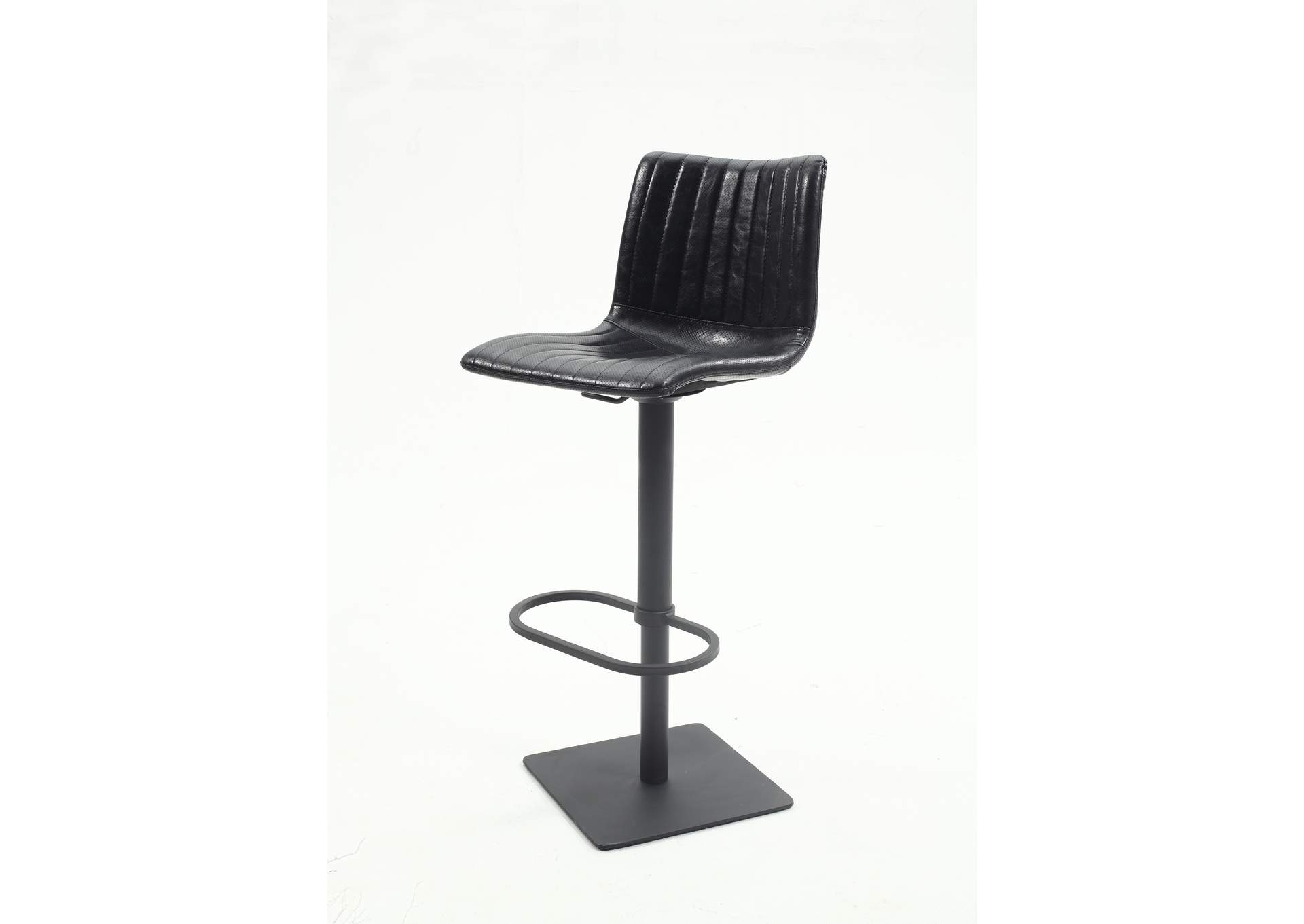 Black Vintage-Style Pneumatic-Adjustable Stool image 1