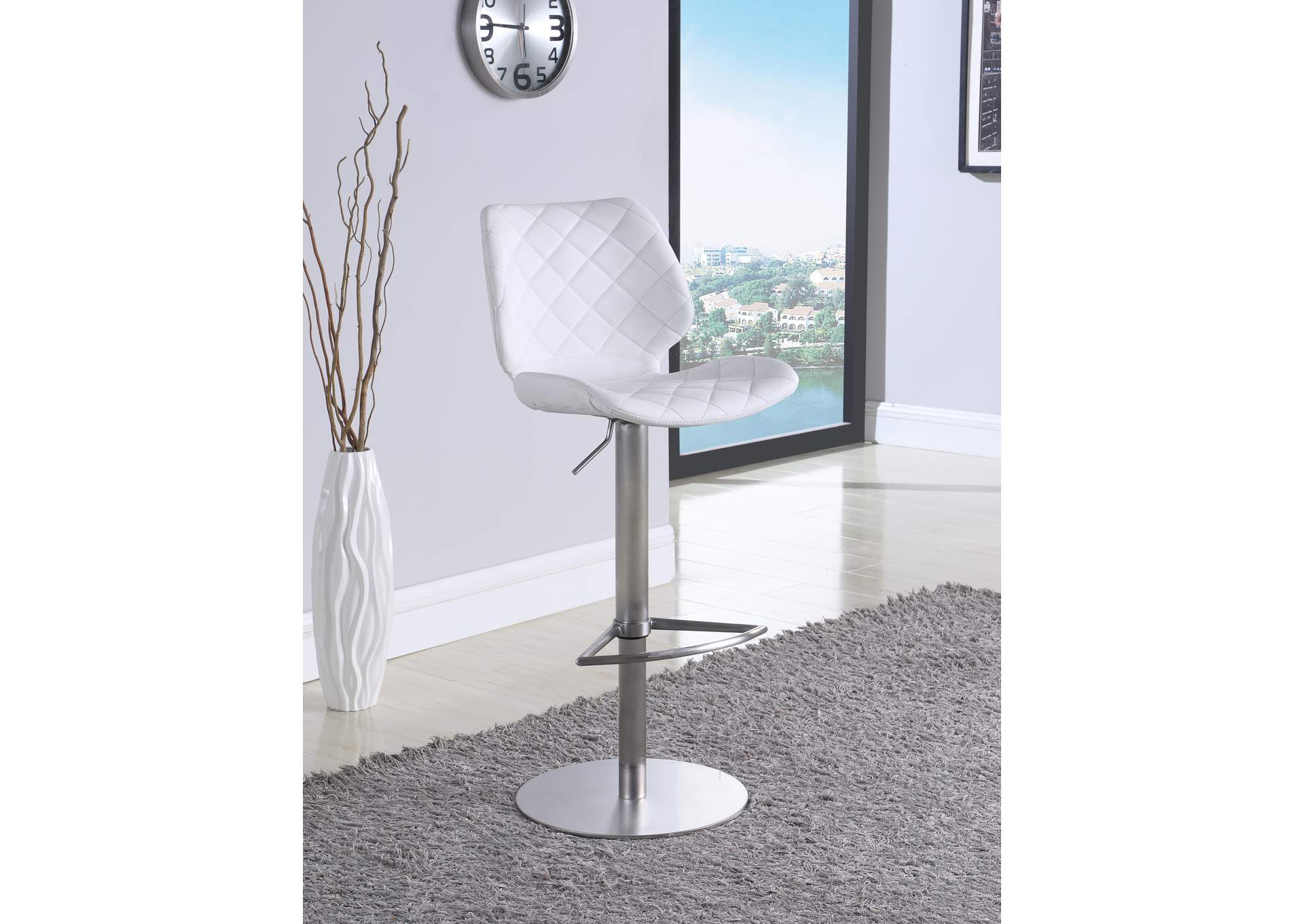 Modern Pneumatic-Adjustable Stool With Diamond Stitching image 7