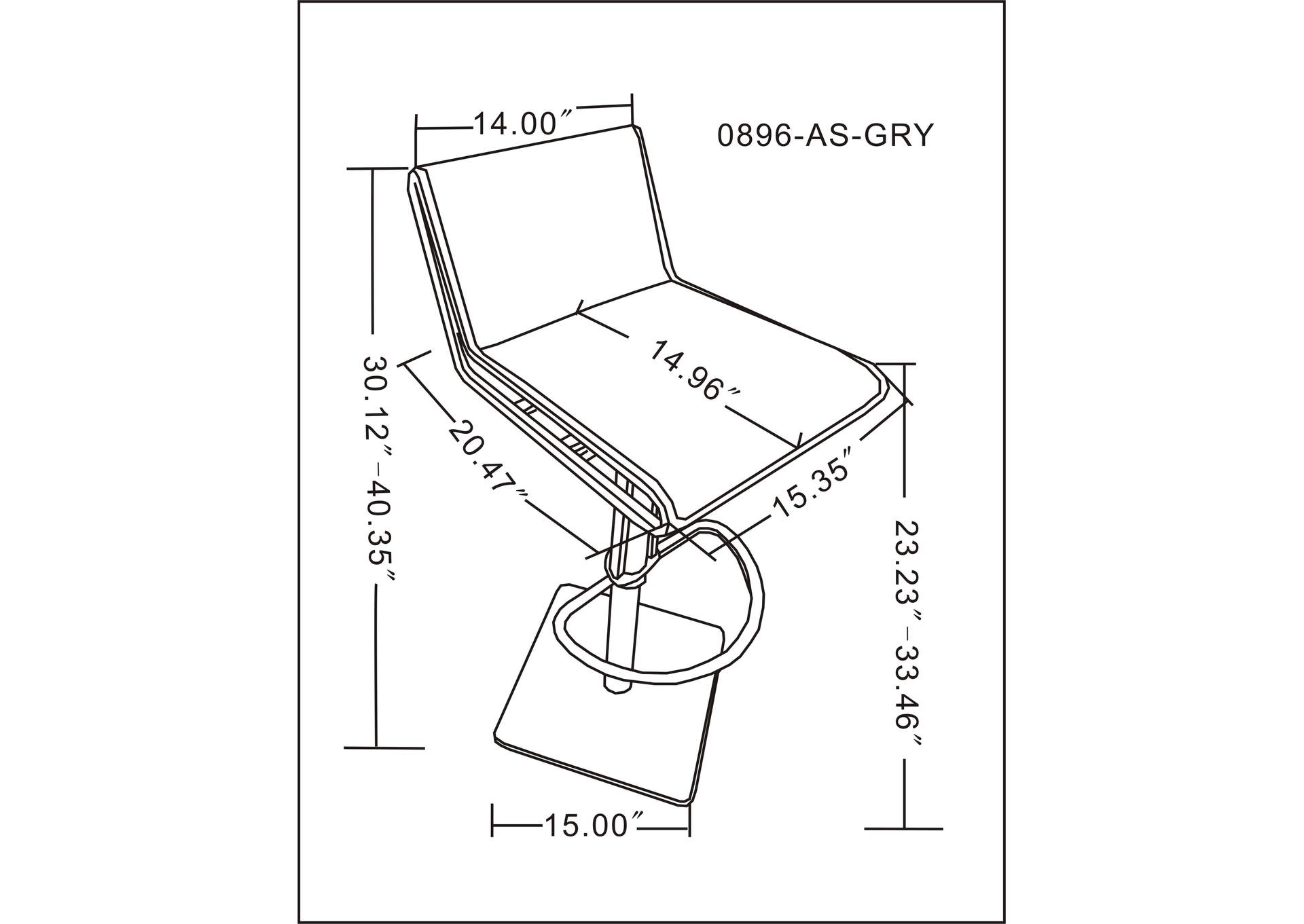 Slanted Backrest Contemporary Pneumatic-Adjustable Stool image 7