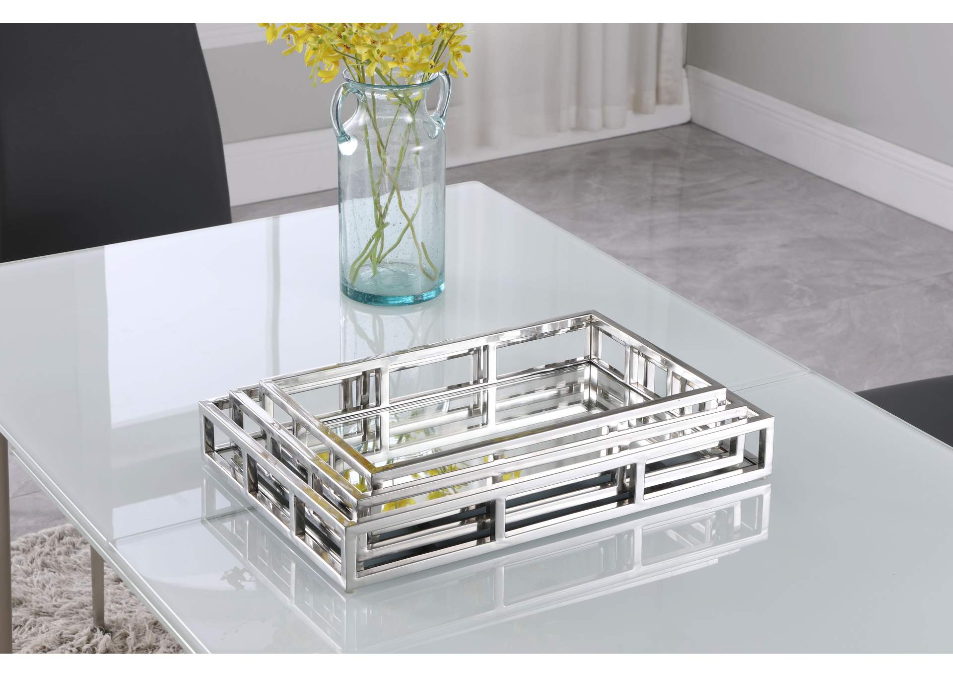 Rectangular Stainless Steel Mirrored Nesting Trays