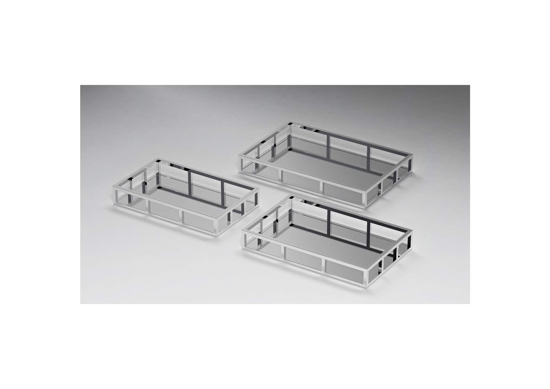 Rectangular Stainless Steel Mirrored Nesting Trays image 7