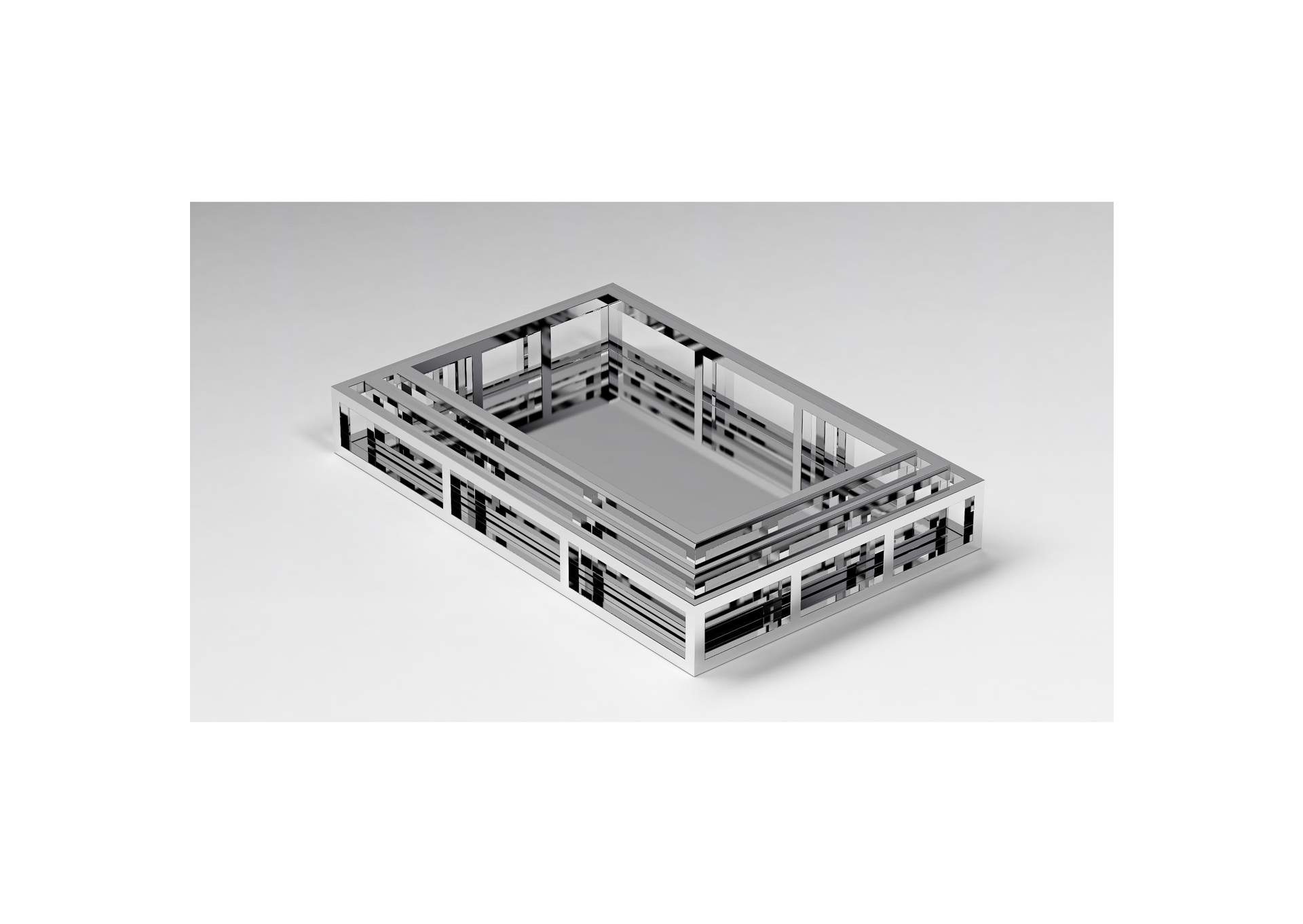 Rectangular Stainless Steel Mirrored Nesting Trays image 4