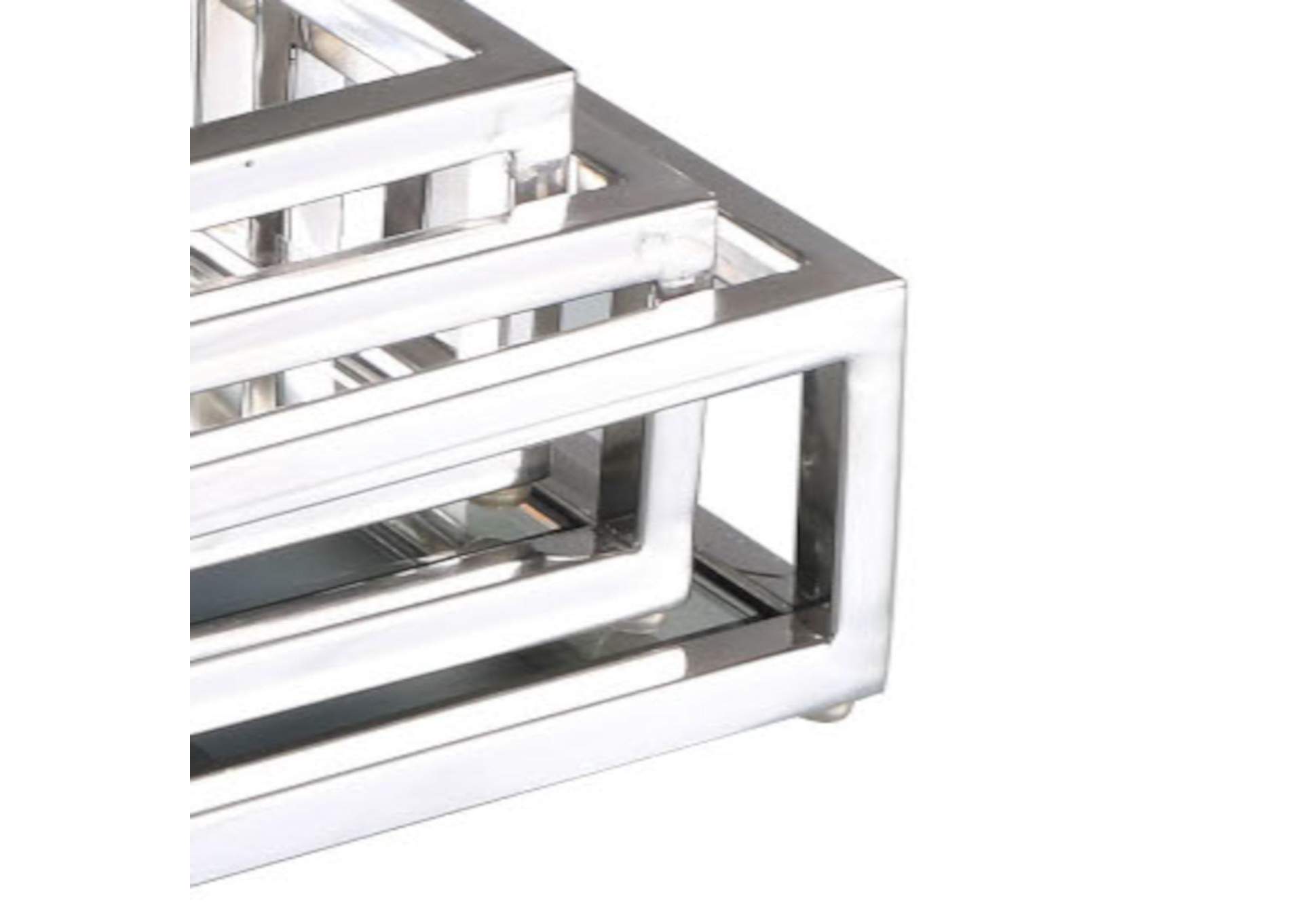 Rectangular Stainless Steel Mirrored Nesting Trays image 5