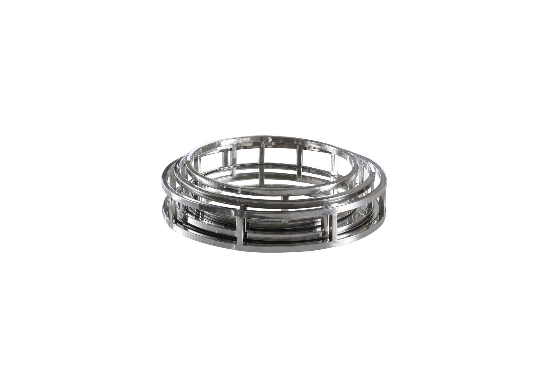 Round Stainless Steel Mirrored Nesting Trays image 3