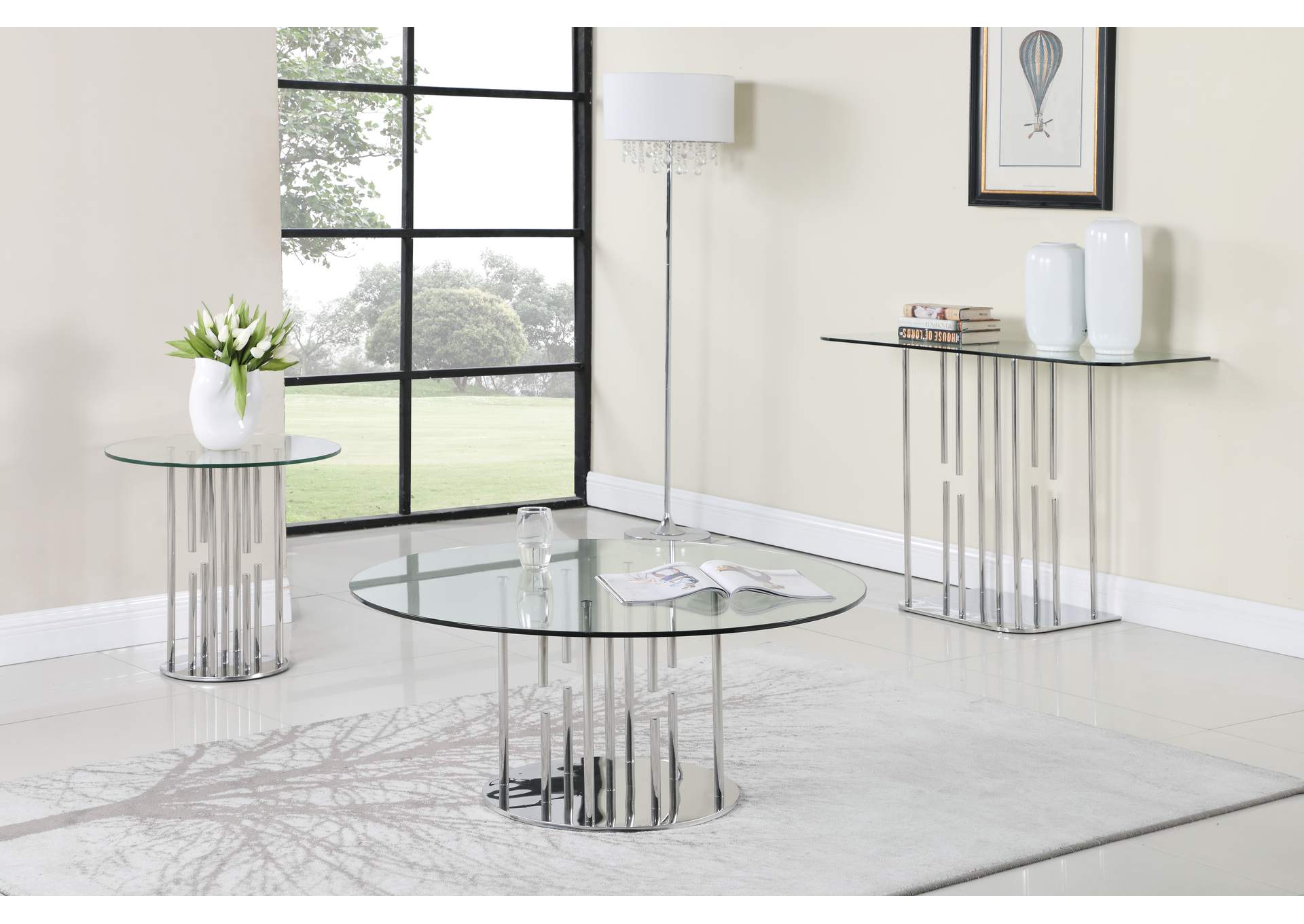 Contemporary Floating Pedestal Sofa Table image 1
