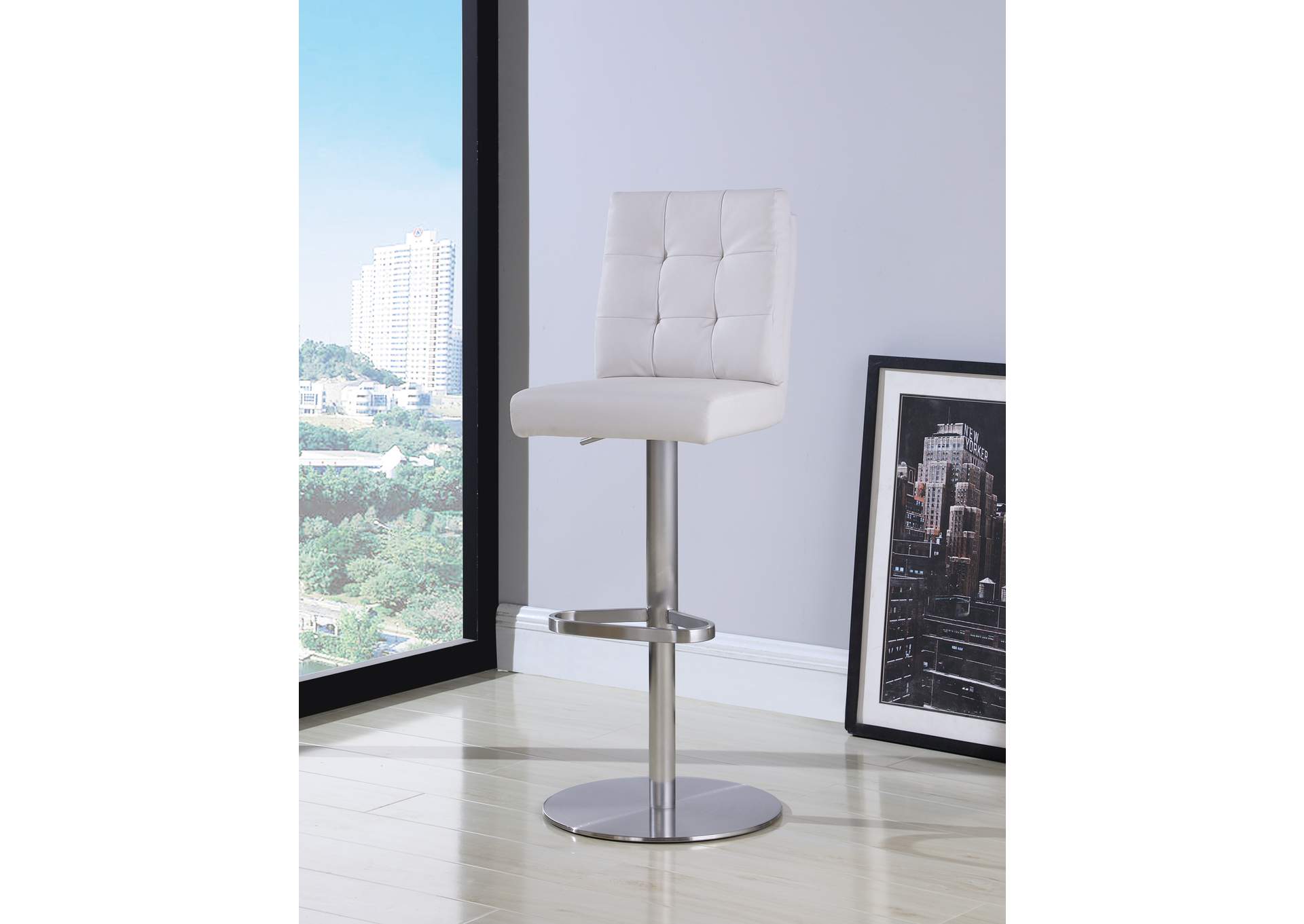 Tufted Back Pneumatic-Adjustable Stool image 1