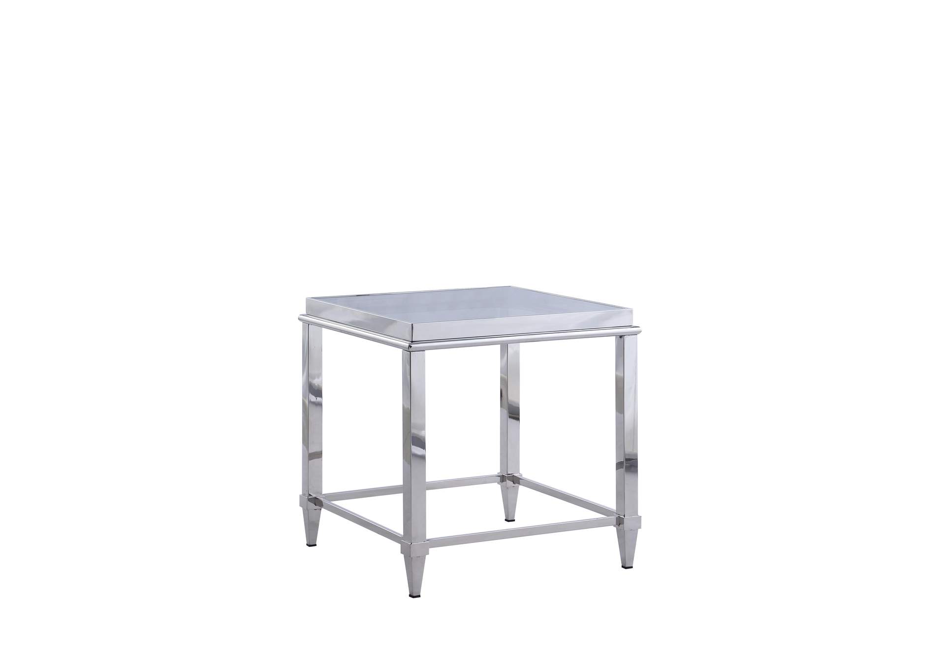 Contemporary Lamp Table With Glass Top & Gray Trim image 1