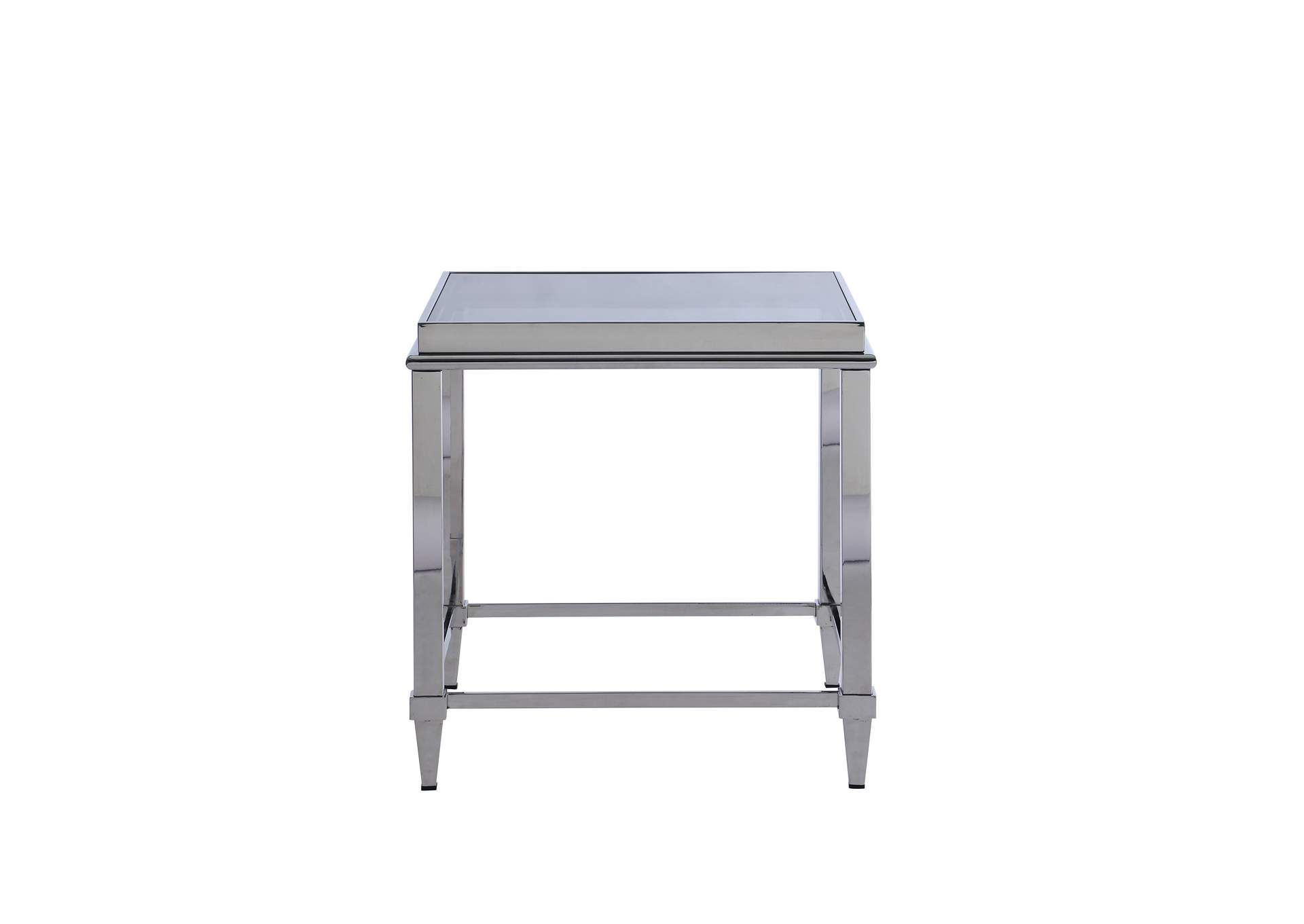 Contemporary Lamp Table With Glass Top & Gray Trim image 3