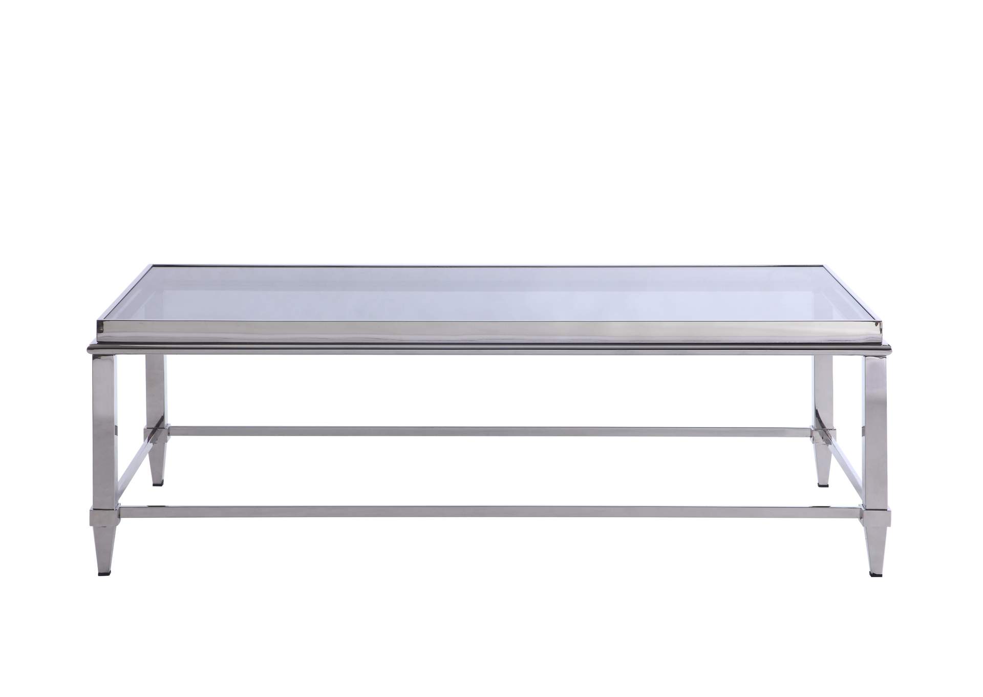 Contemporary Rectangular Cocktail Table With Glass Top & Gray Trim image 1