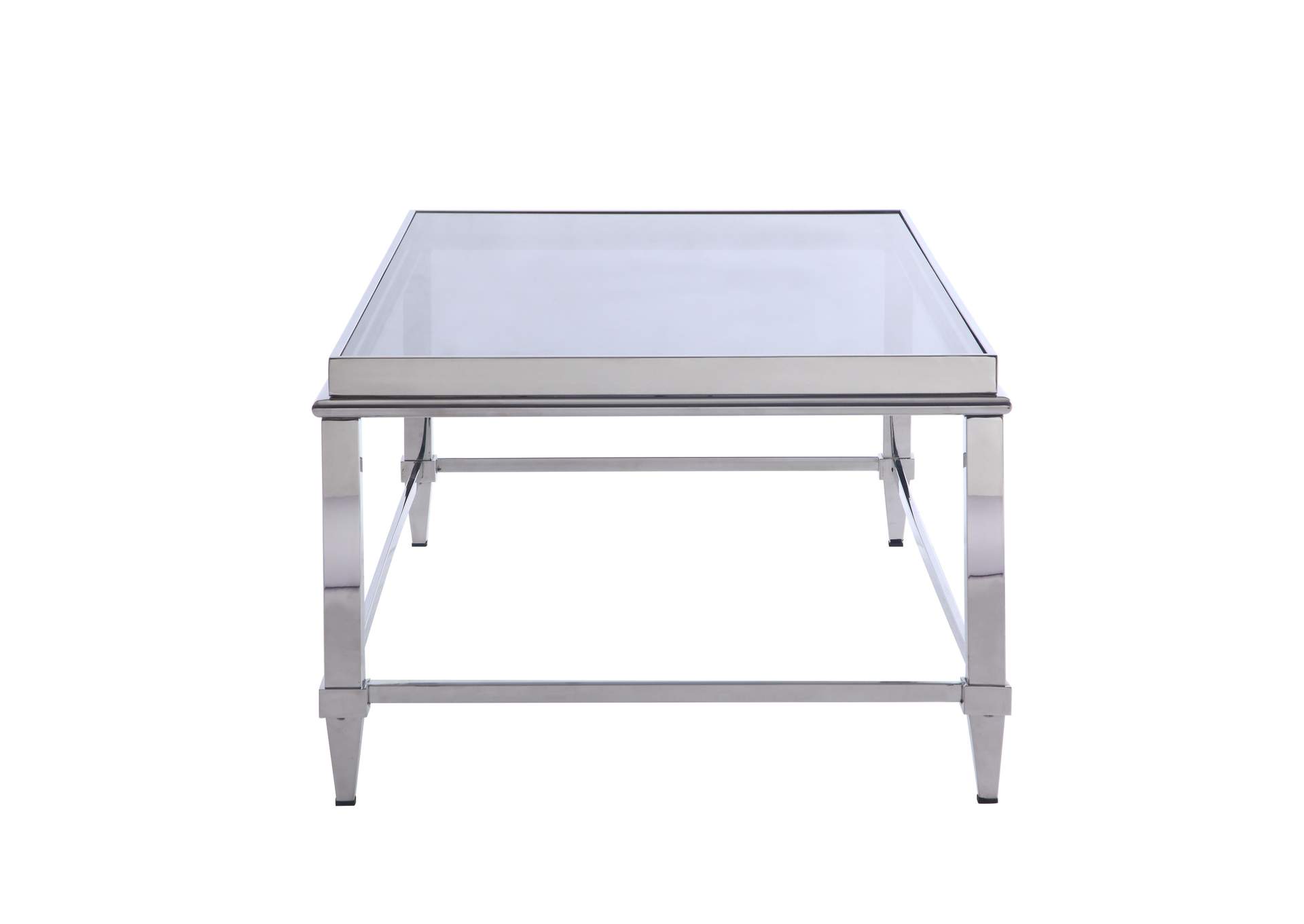 Contemporary Rectangular Cocktail Table With Glass Top & Gray Trim image 3