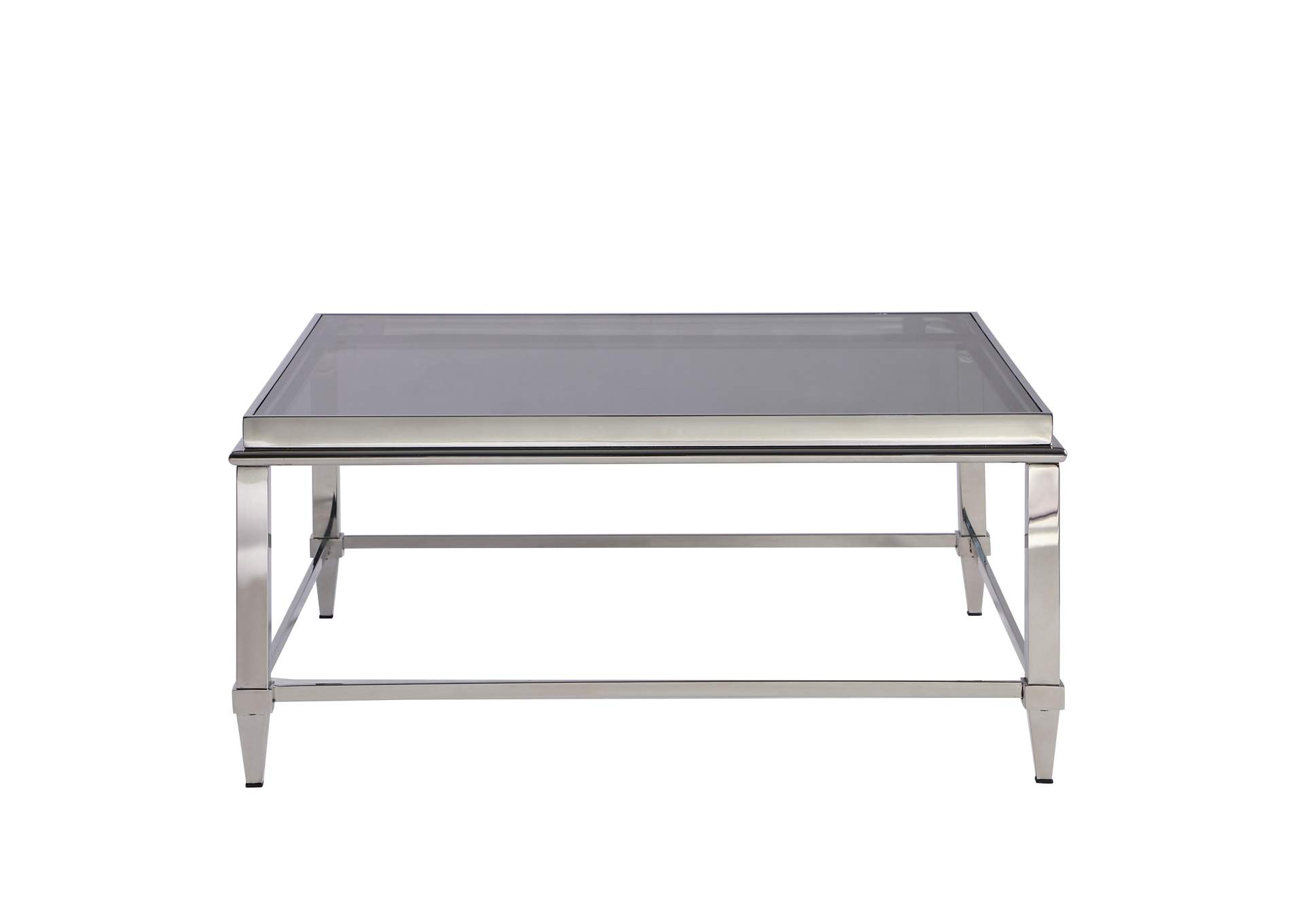 Contemporary Square Cocktail Table With Glass Top & Gray Trim image 3