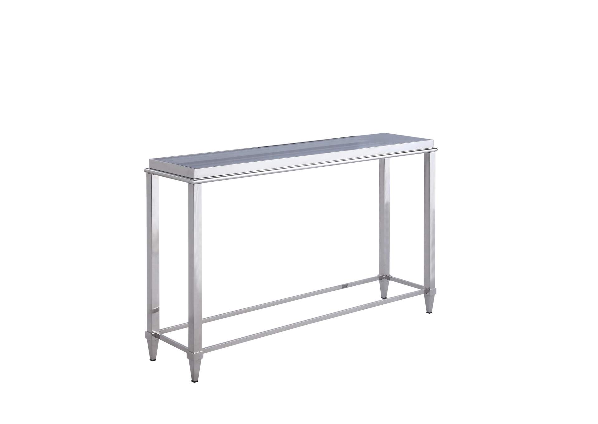 Contemporary Sofa Table With Glass Top & Gray Trim image 1