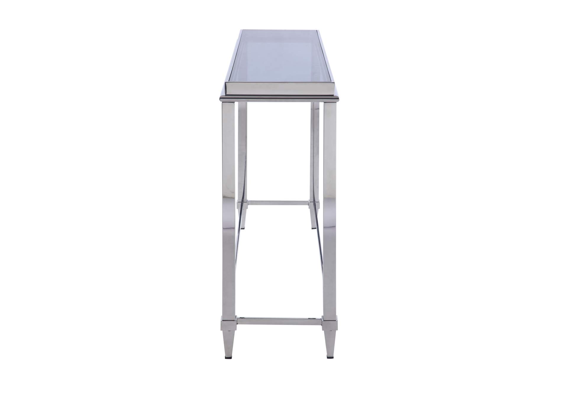 Contemporary Sofa Table With Glass Top & Gray Trim image 4