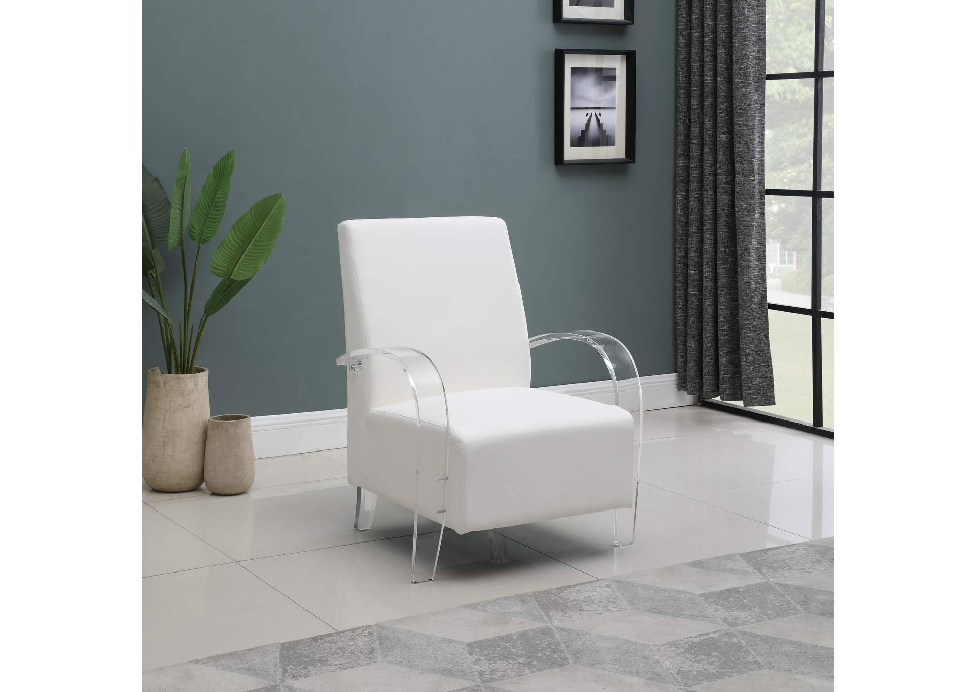 Solid Acrylic Accent Chair With Pvc Upholstery