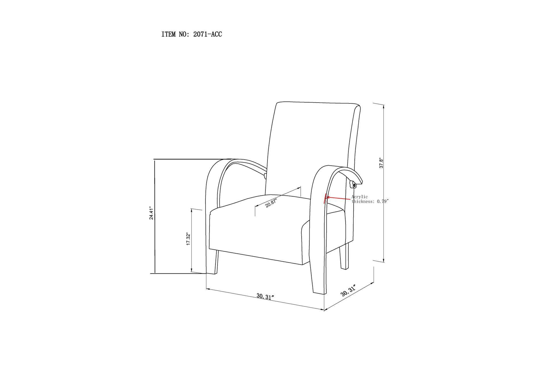 Solid Acrylic Accent Chair With Pvc Upholstery image 10