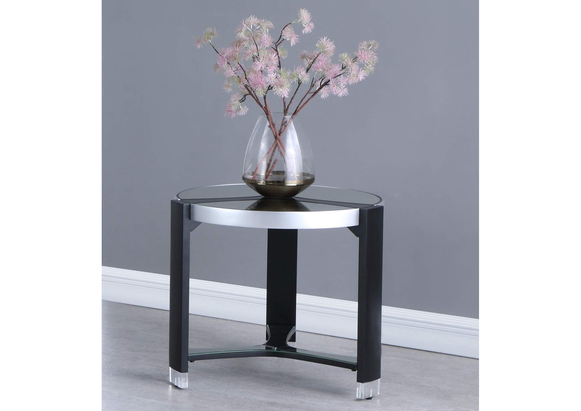 Round Lamp Table With Mirror Top image 3