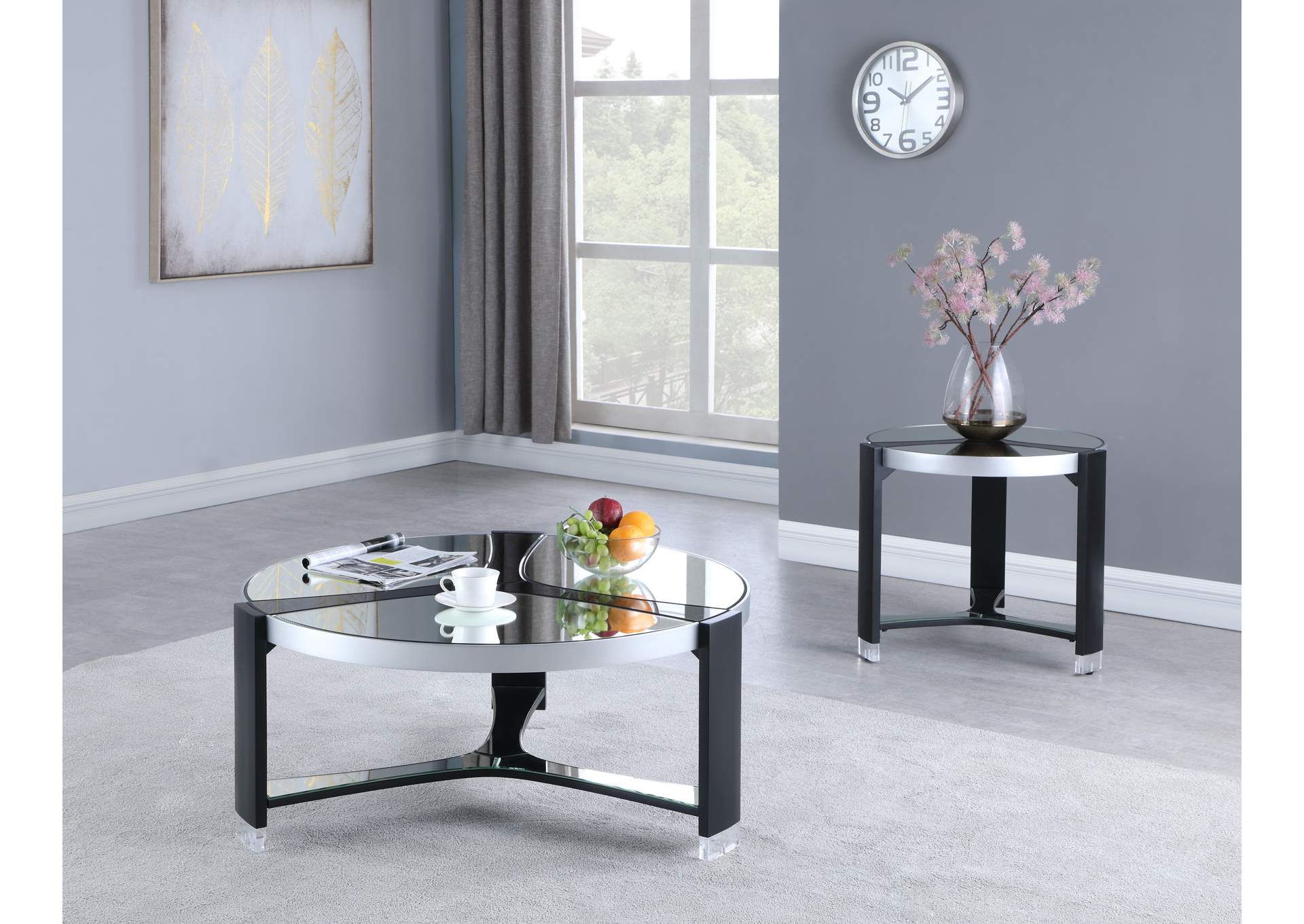 Round Lamp Table With Mirror Top image 6