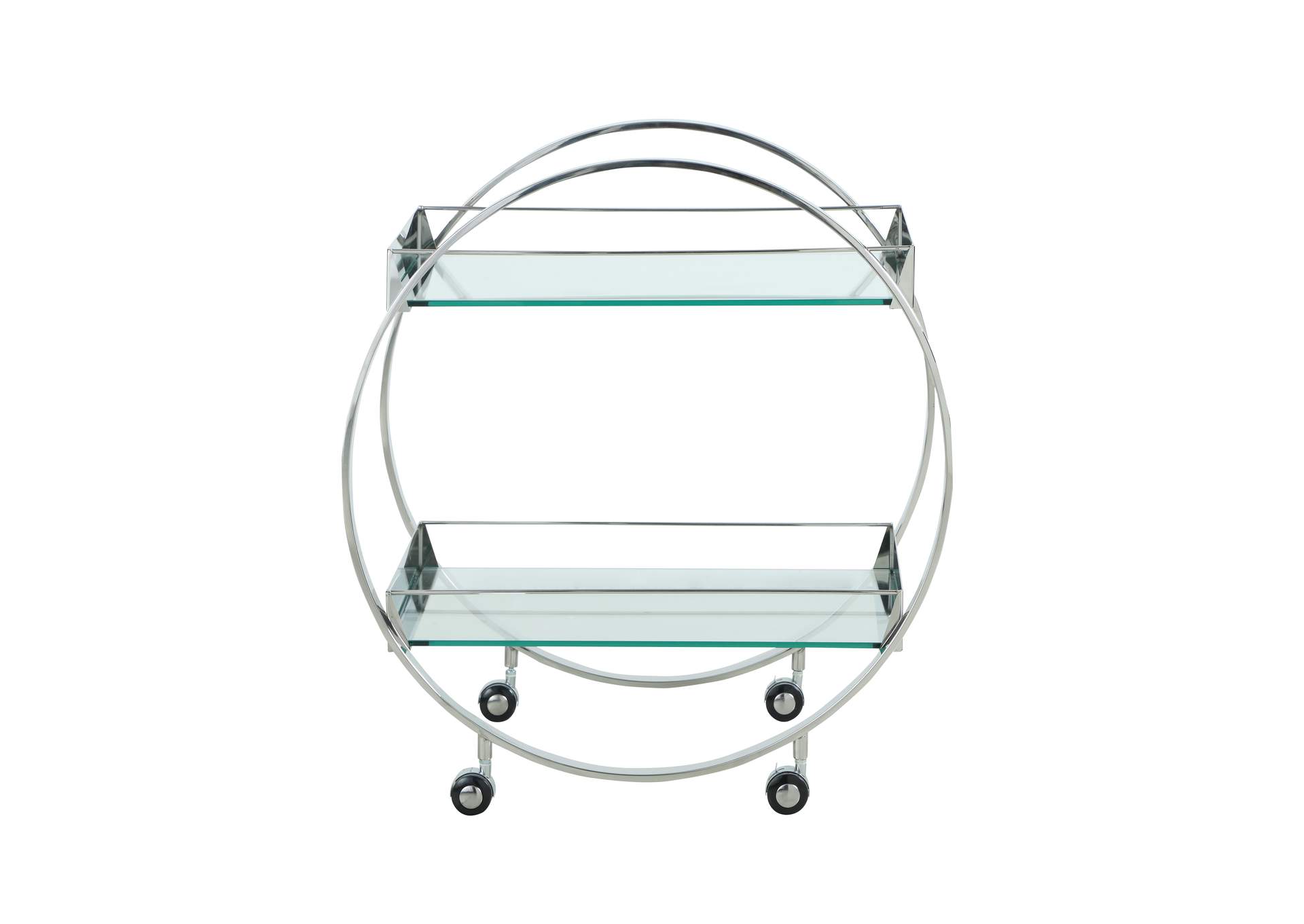 Contemporary Circular Tea Cart With Glass Shelves image 4