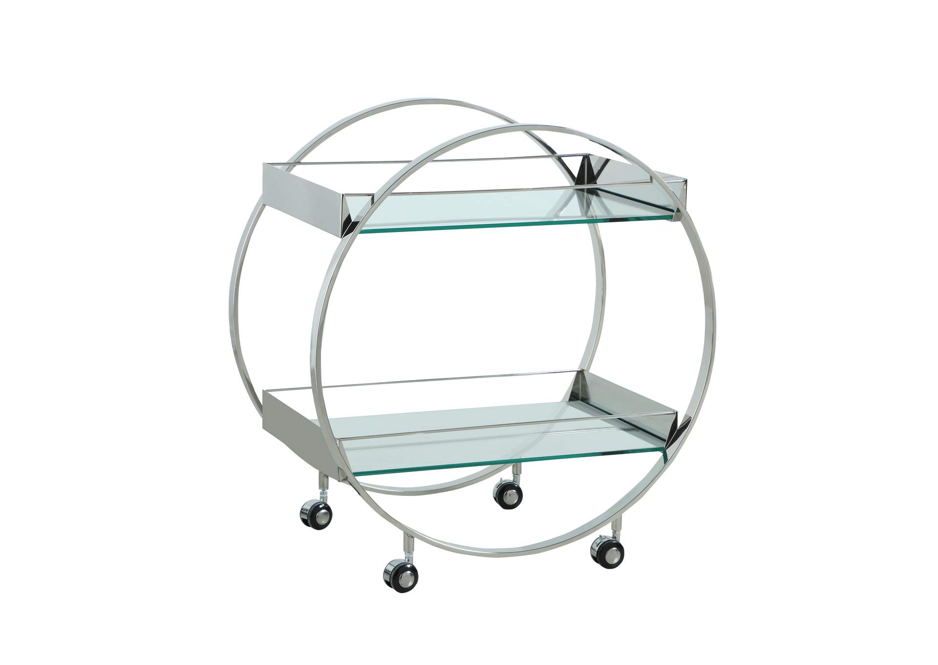 Contemporary Circular Tea Cart With Glass Shelves image 3