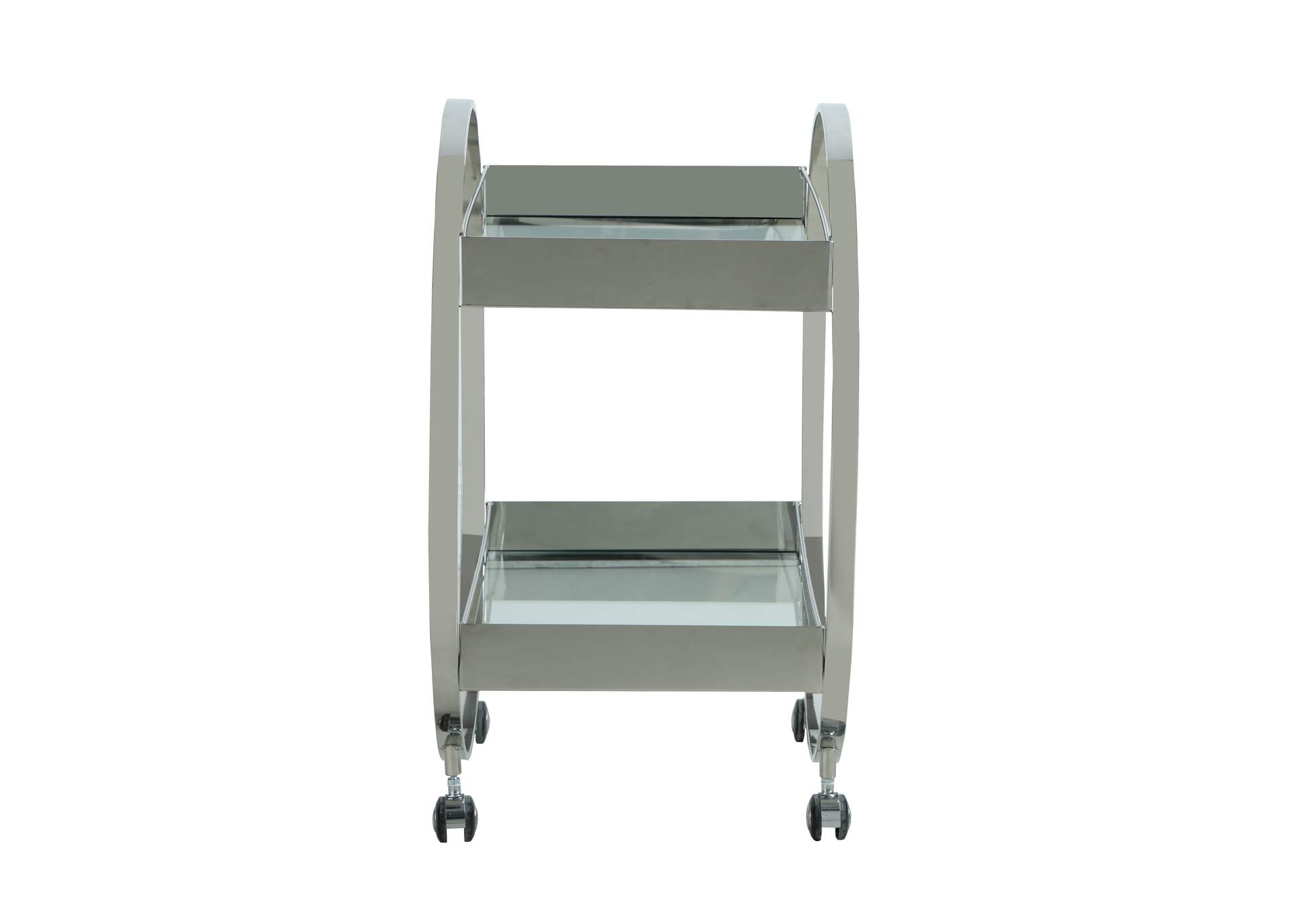 Contemporary Circular Tea Cart With Glass Shelves image 5