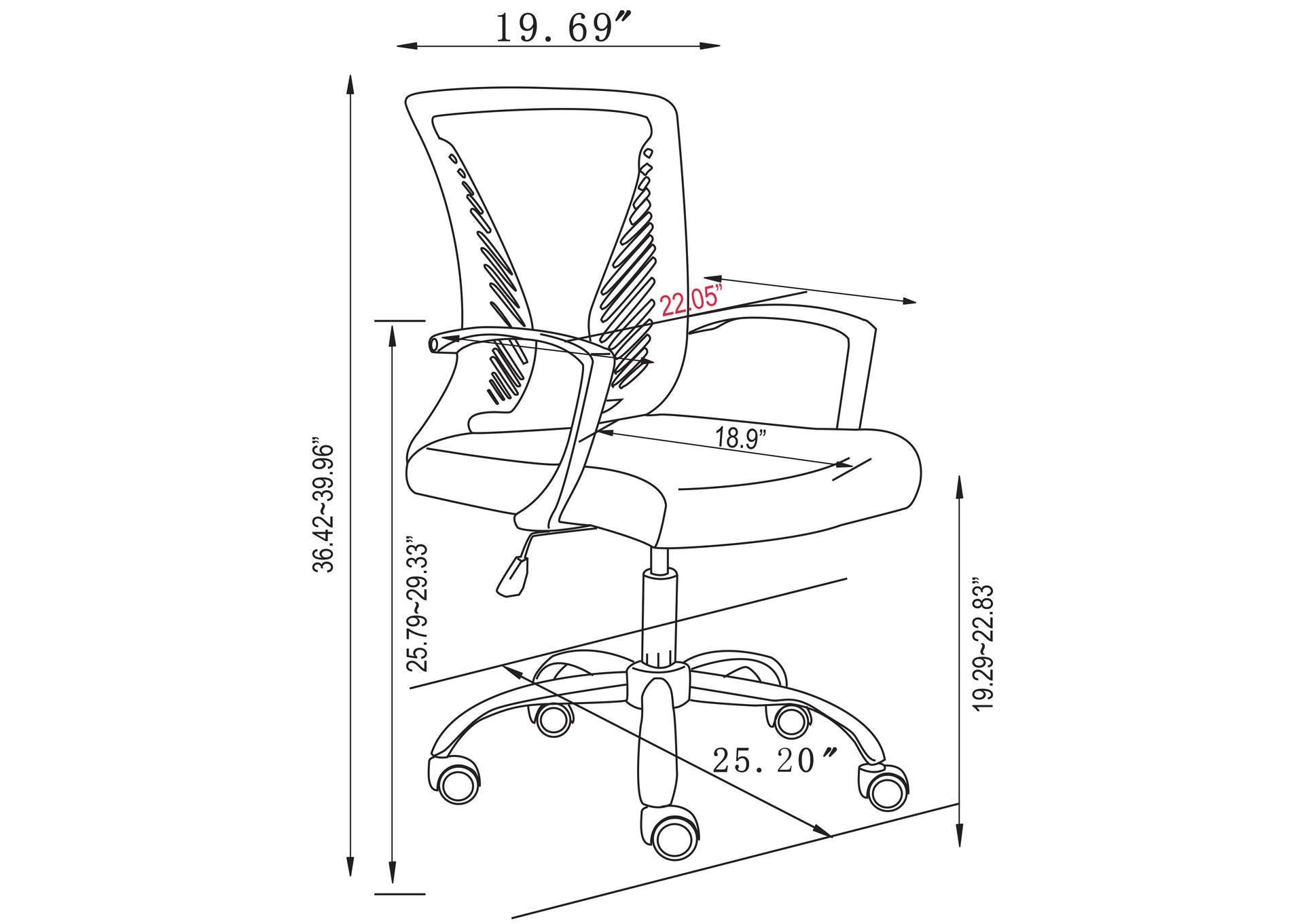 Contemporary Pneumatic Adjustable-Height Computer Chair image 11