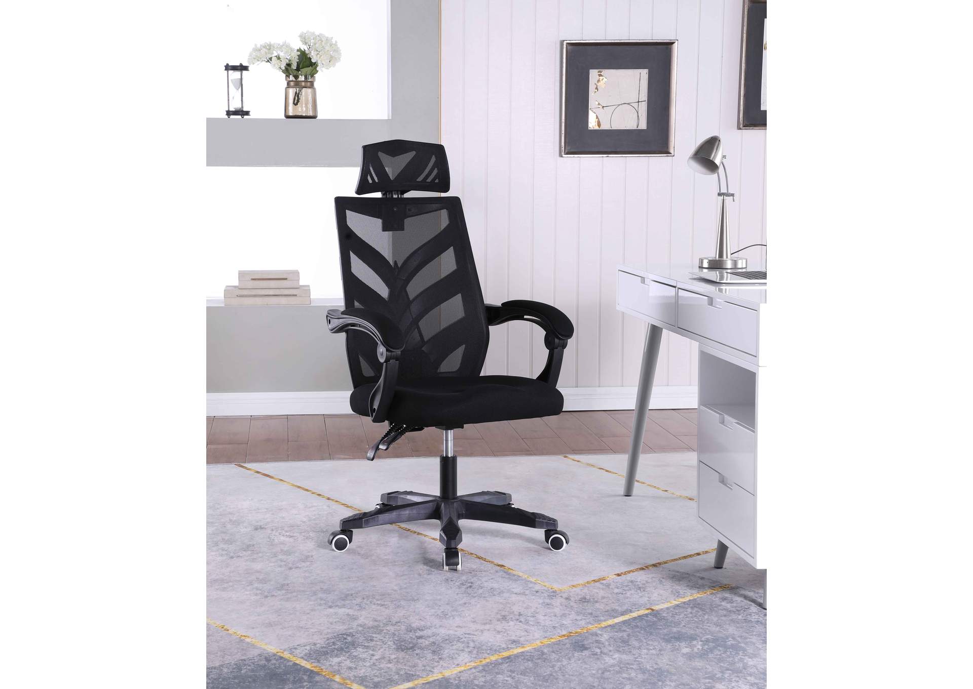 Reclining Computer Chair With Headrest & Padded Arms image 1