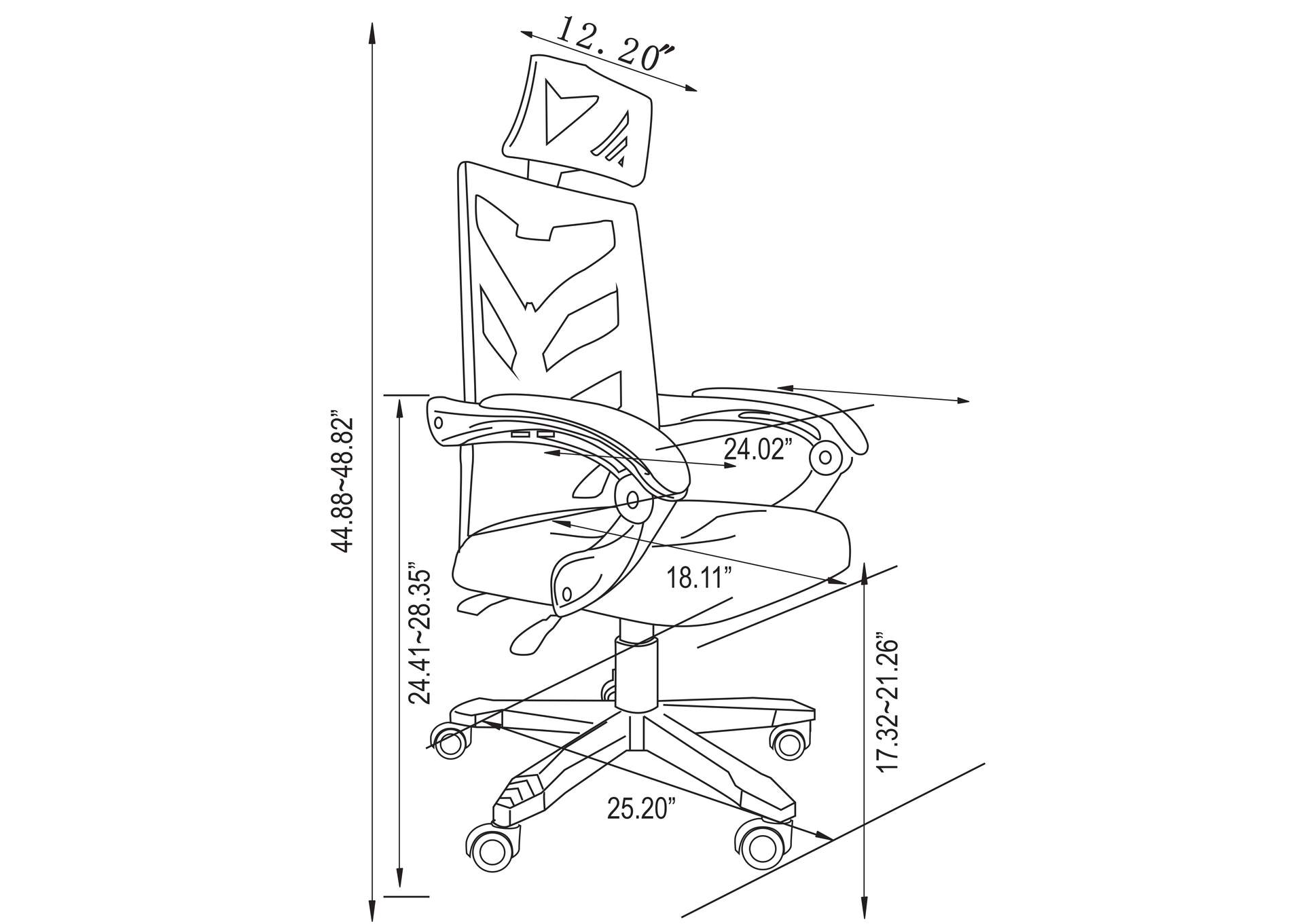 Reclining Computer Chair With Headrest & Padded Arms image 11
