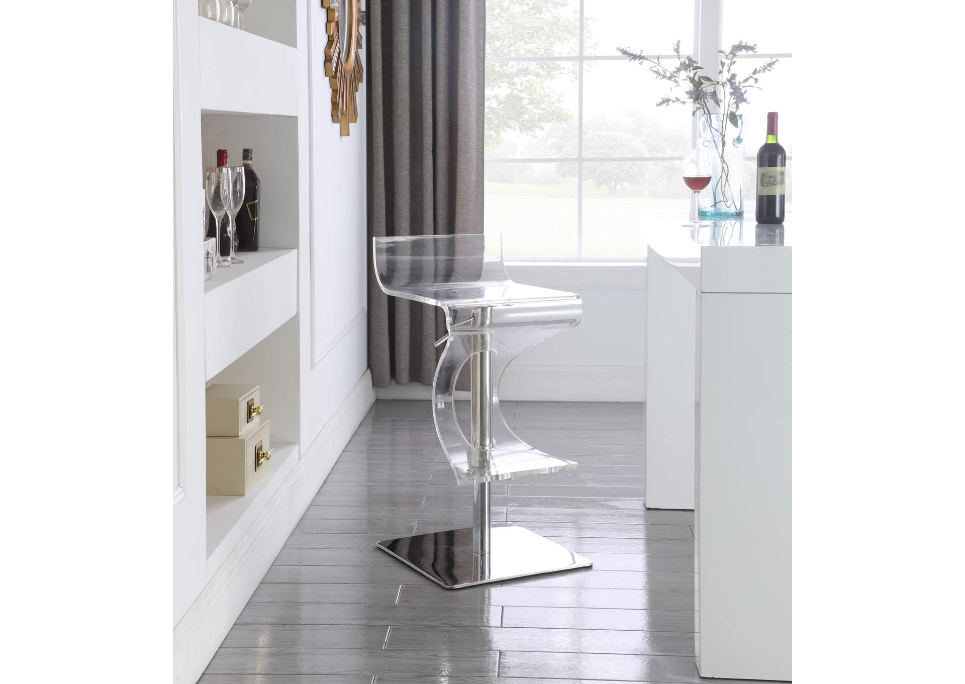 Contemporary Pneumatic-Adjustable Stool With Acrylic Seat image 1