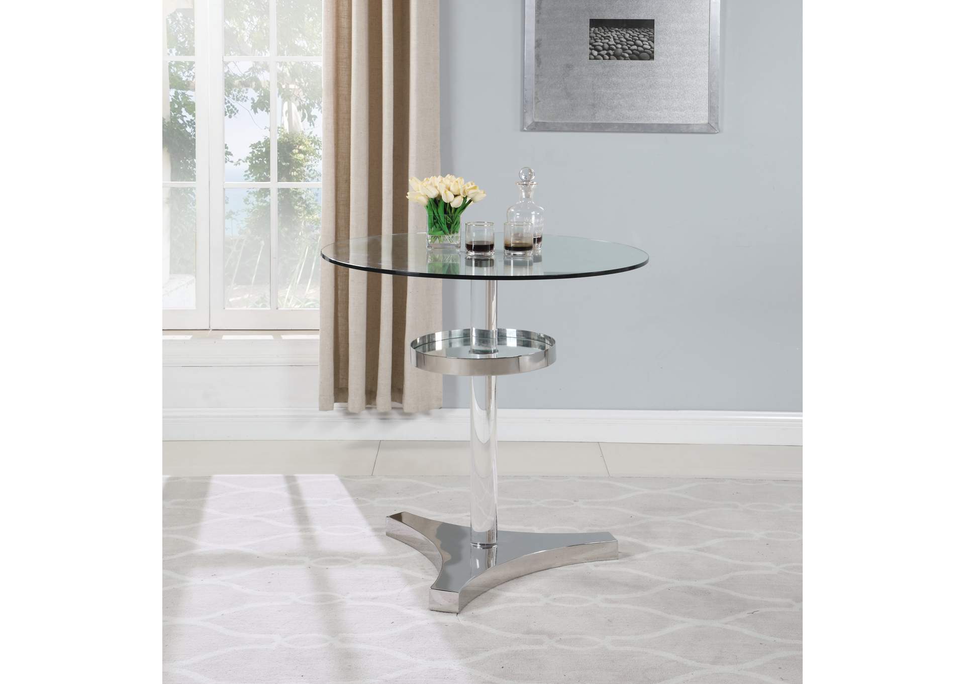 Acrylic Pedestal With Adjustable Mirror Shelf image 1