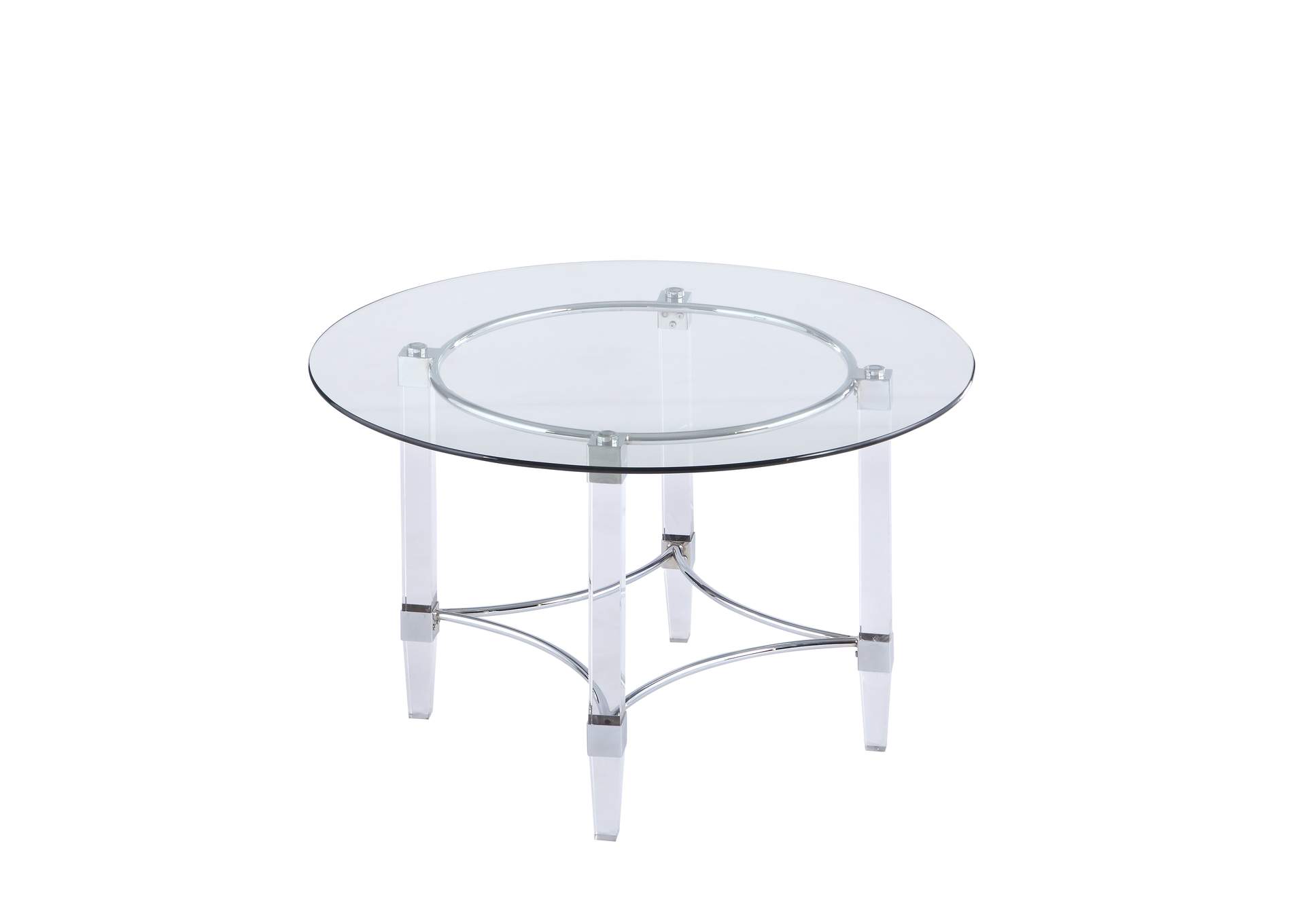 Contemporary Dining Set With Round Glass Dining Table & Parson Chairs image 4