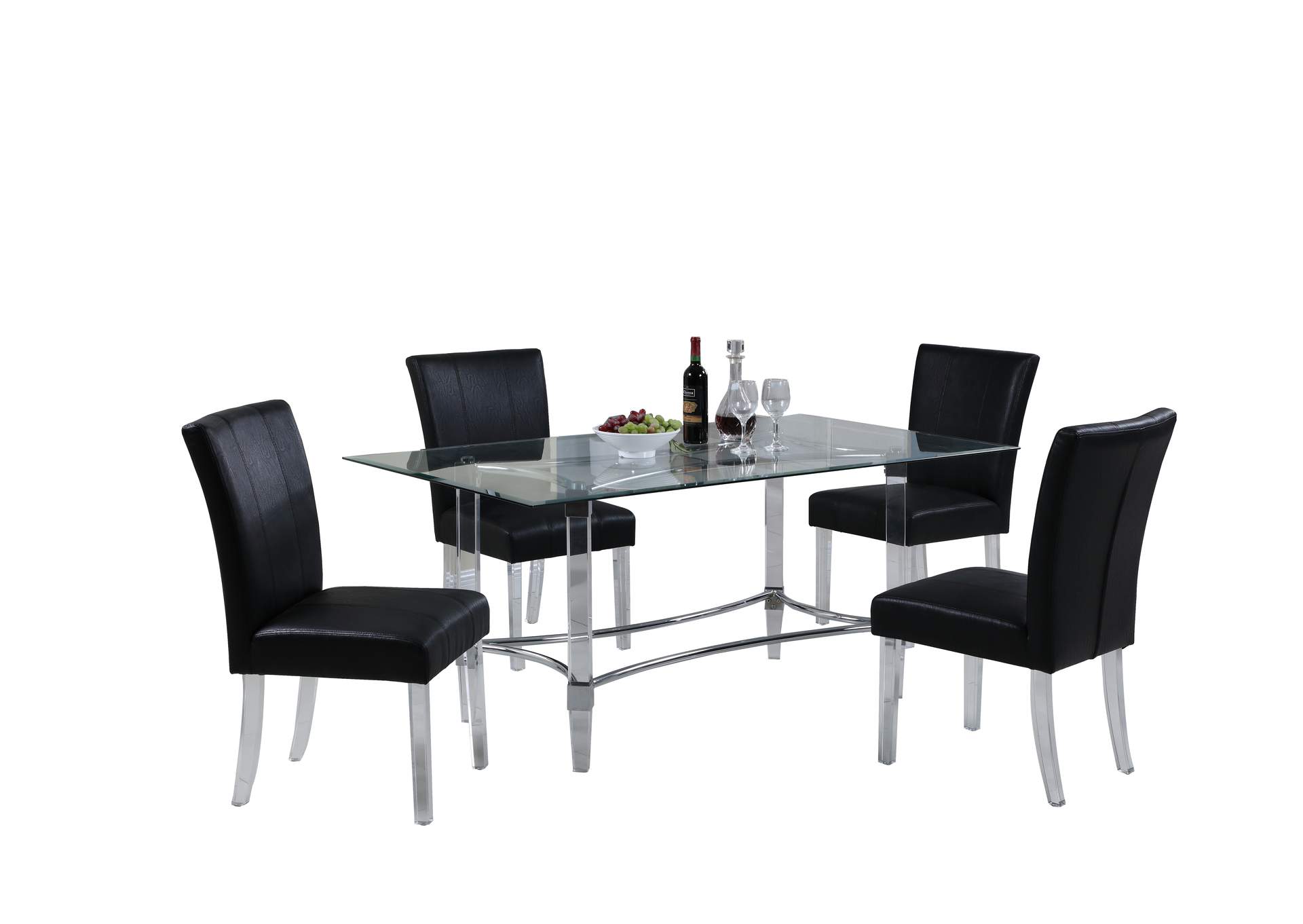 Contemporary Dining Set With Rectangular Glass Dining Table & Parson Chairs image 3