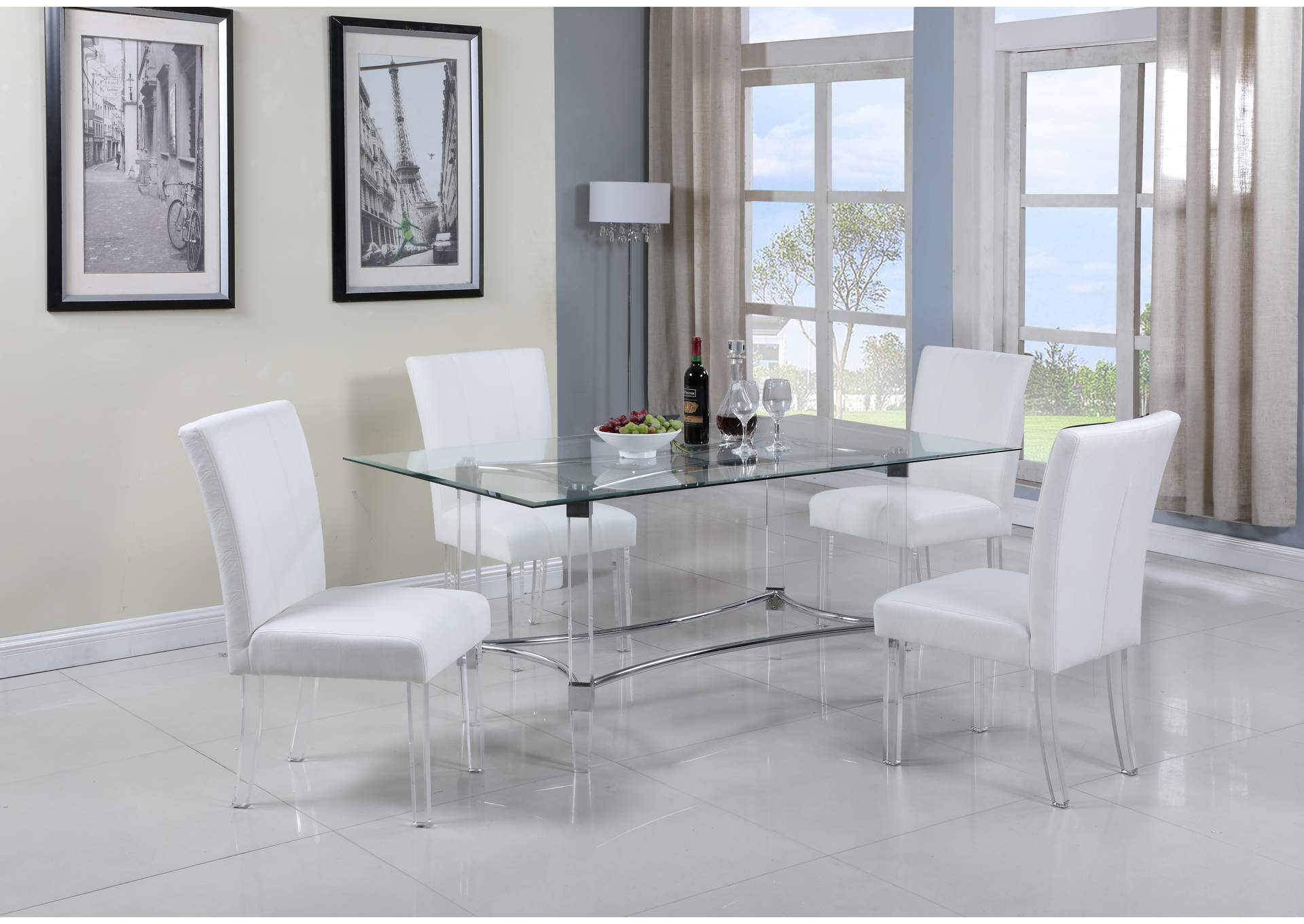 Contemporary Dining Set With Rectangular Glass Dining Table & Parson Chairs image 1