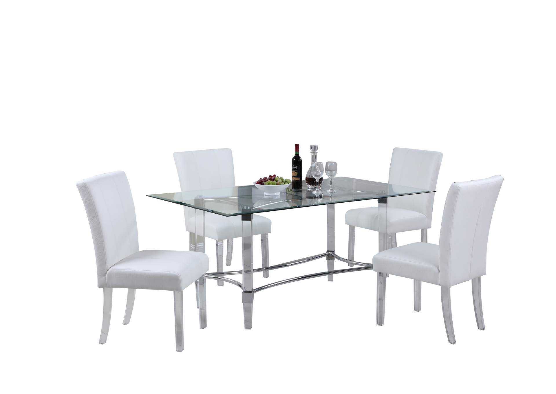 Contemporary Dining Set With Rectangular Glass Dining Table & Parson Chairs image 3