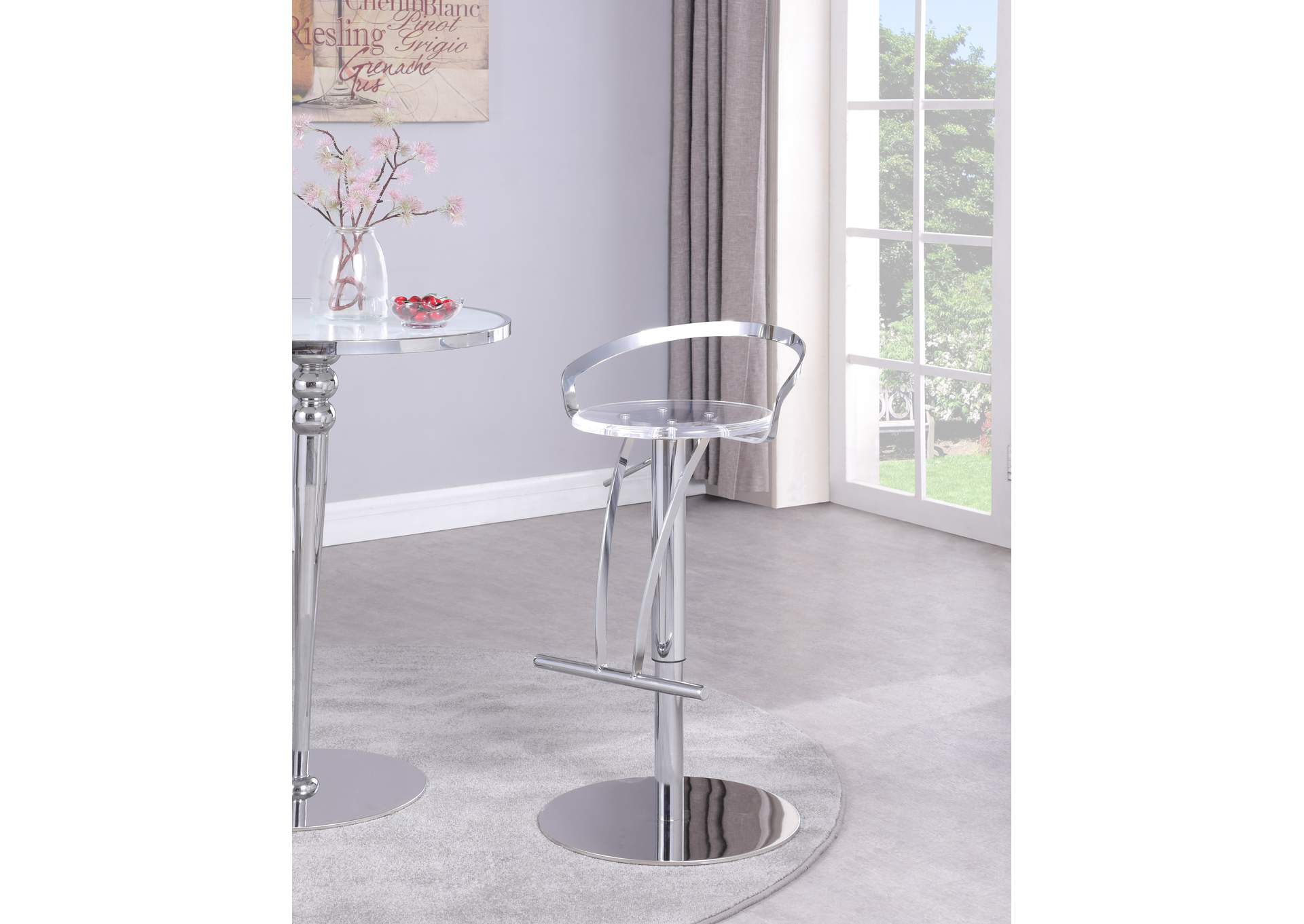 Contemporary Pneumatic-Adjustable Stool With Solid Acrylic Seat image 1