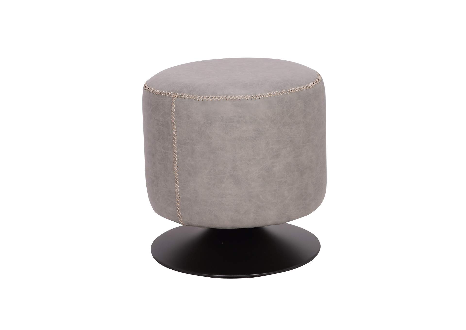 Round Vintage Upholstered Ottoman image 1