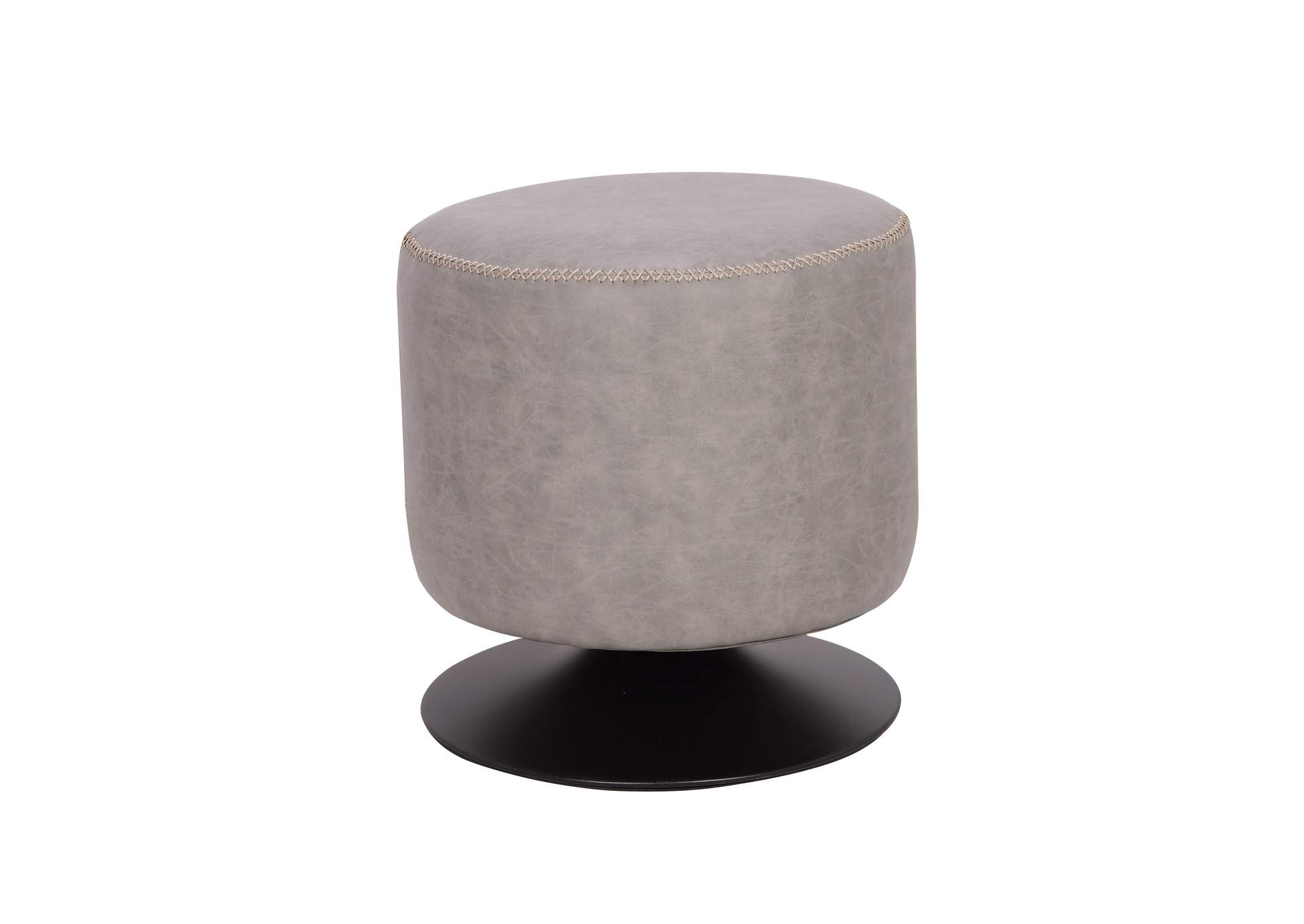 Round Vintage Upholstered Ottoman image 3