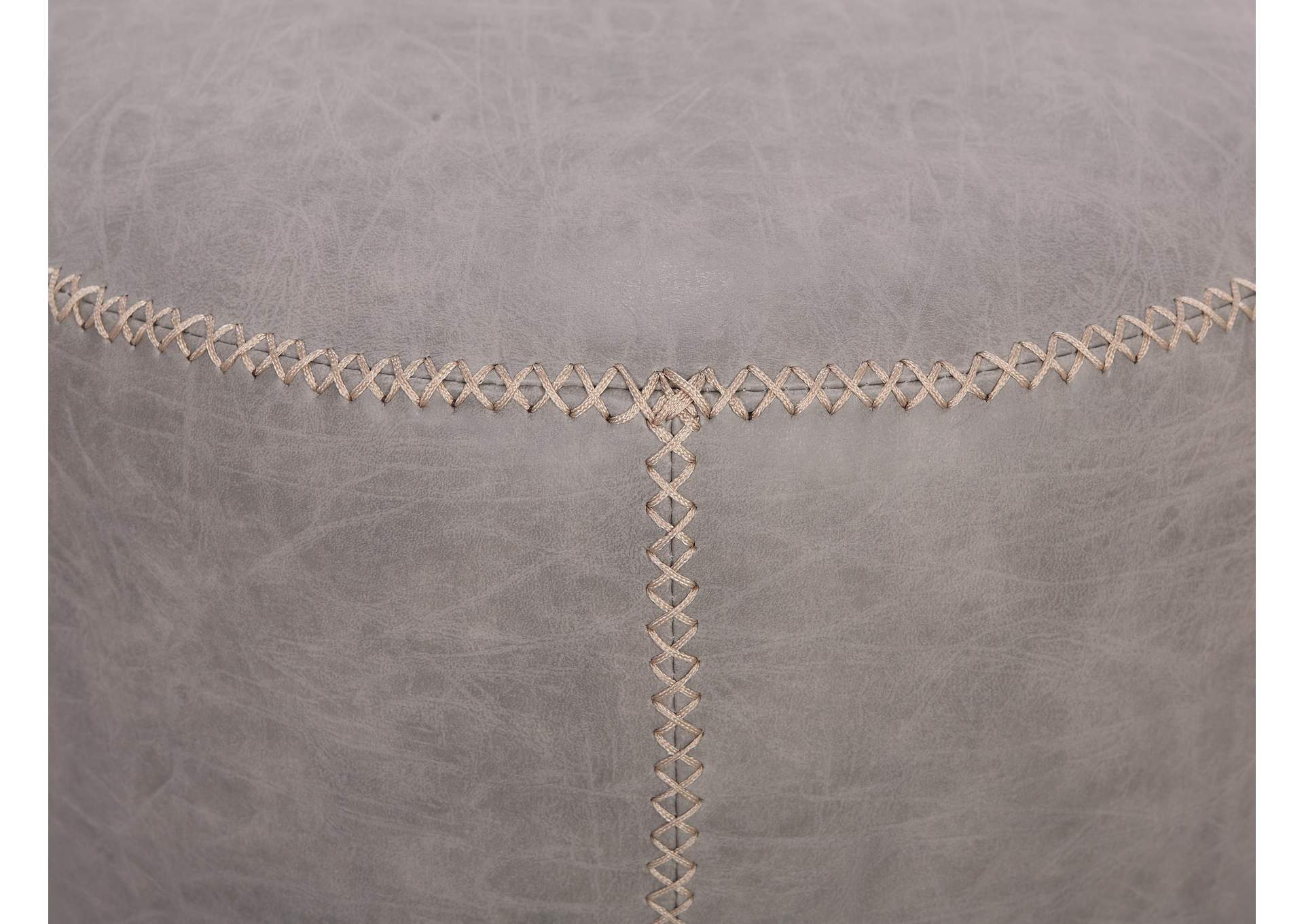 Round Vintage Upholstered Ottoman image 4