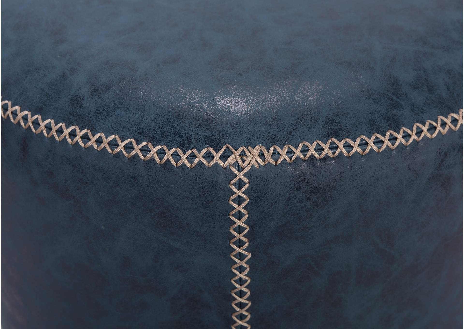 Round Vintage Upholstered Ottoman image 4