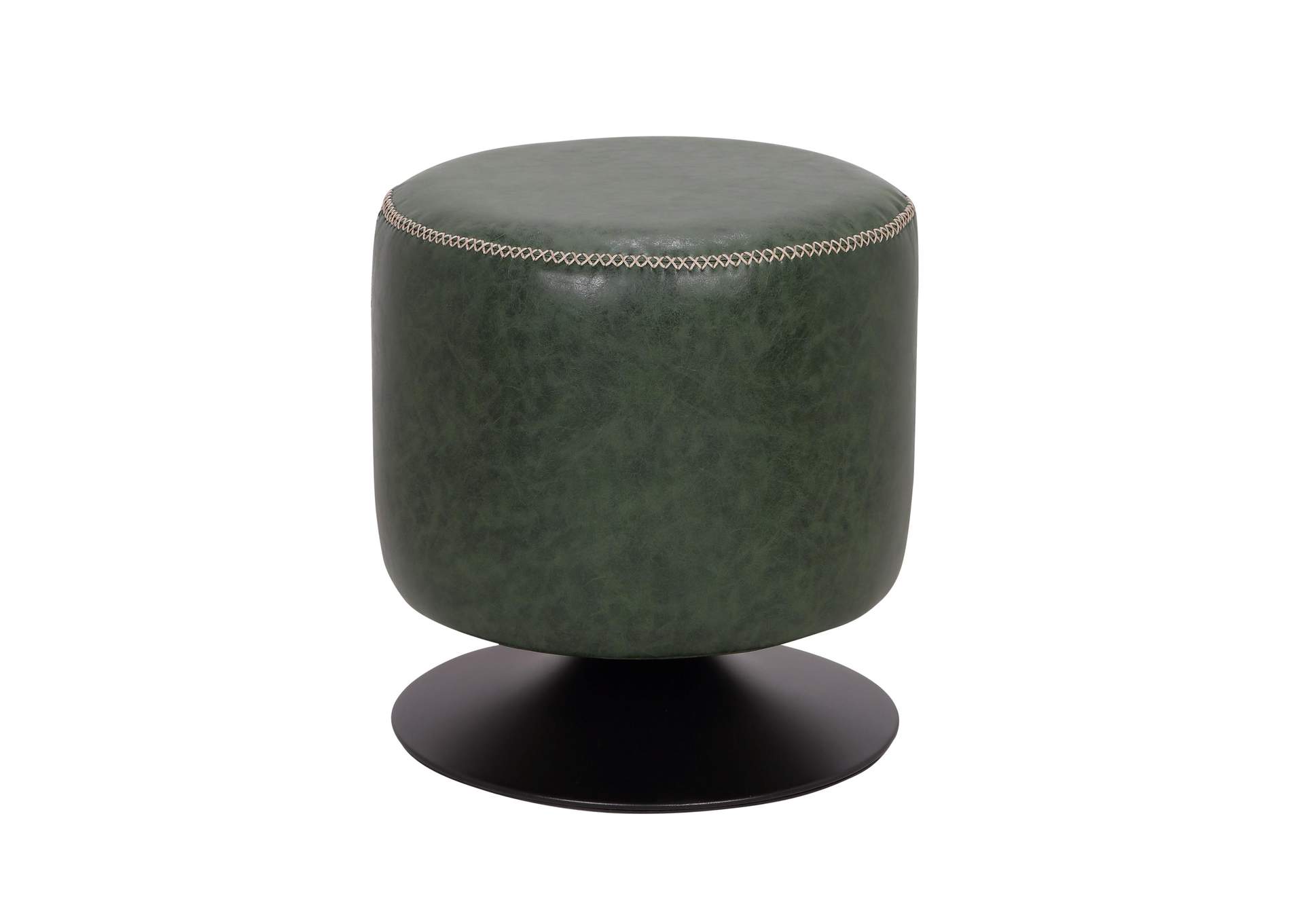 Round Vintage Upholstered Ottoman image 5