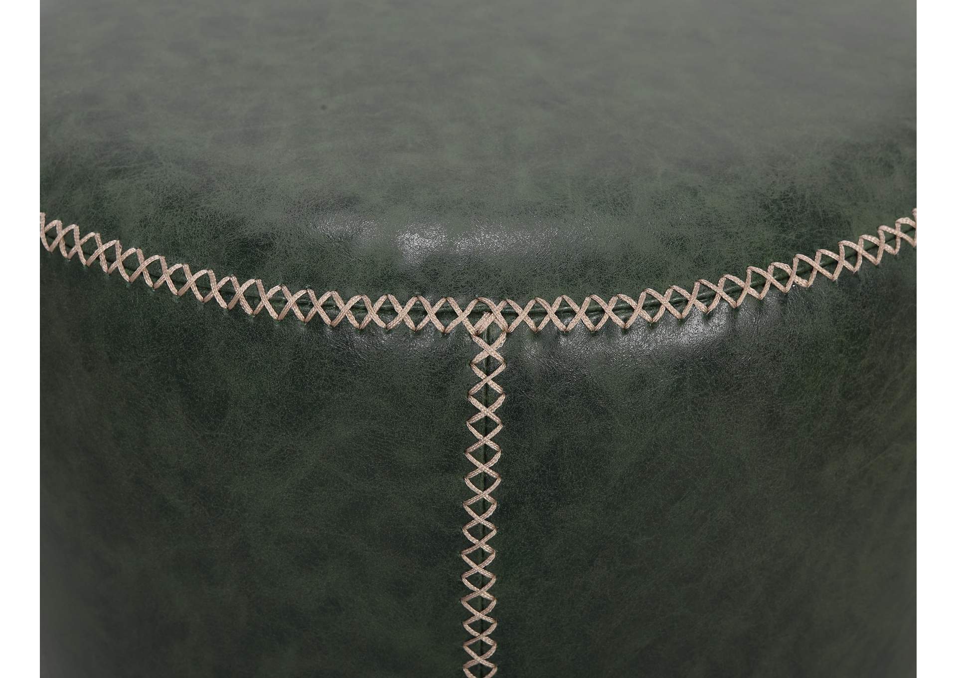 Round Vintage Upholstered Ottoman image 4