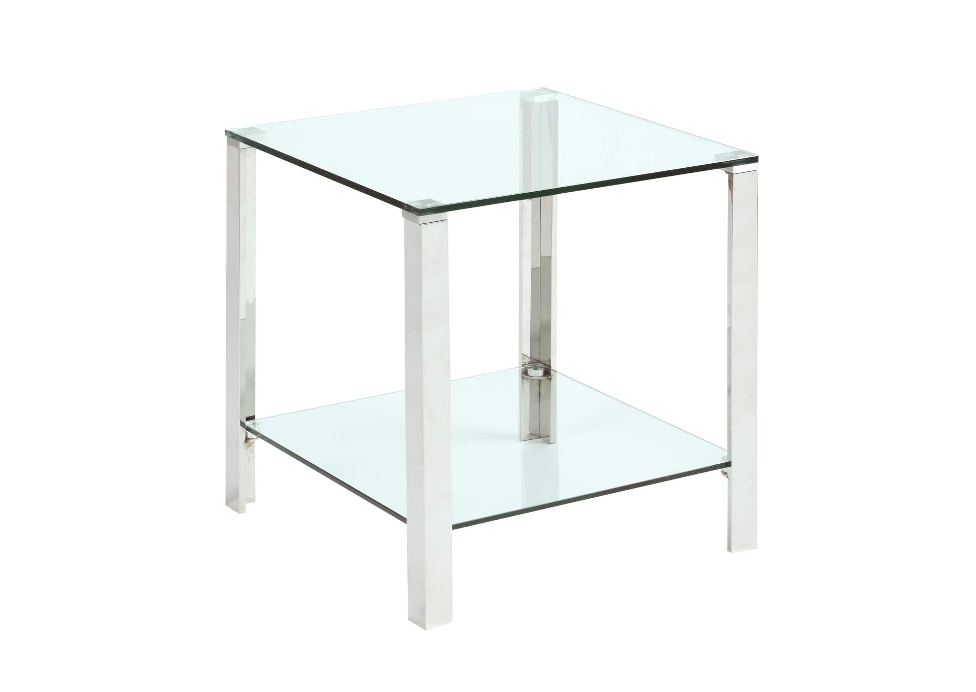 Contemporary Rectangular Glass & Stainless Steel Lamp Table image 3