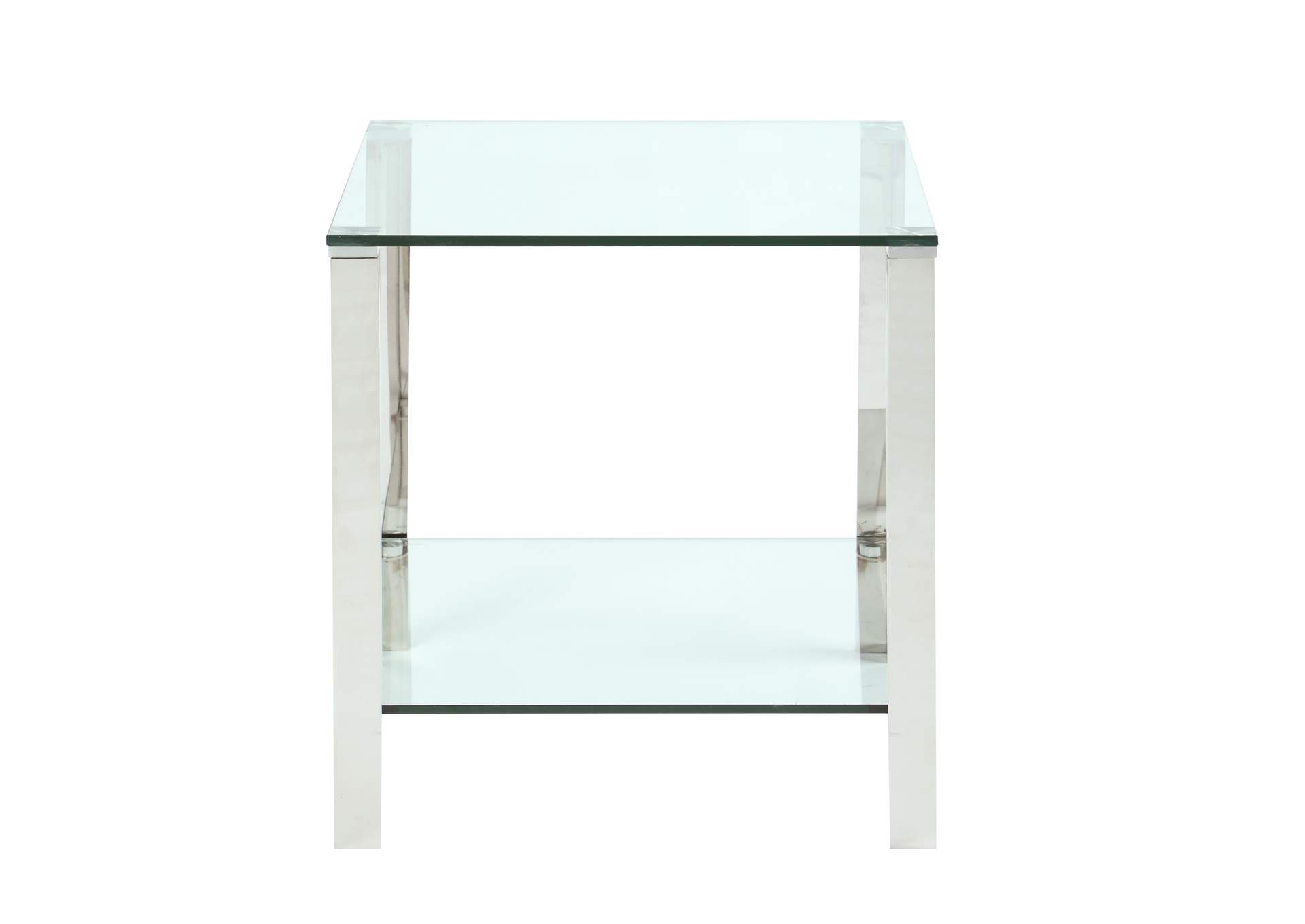 Contemporary Rectangular Glass & Stainless Steel Lamp Table image 4