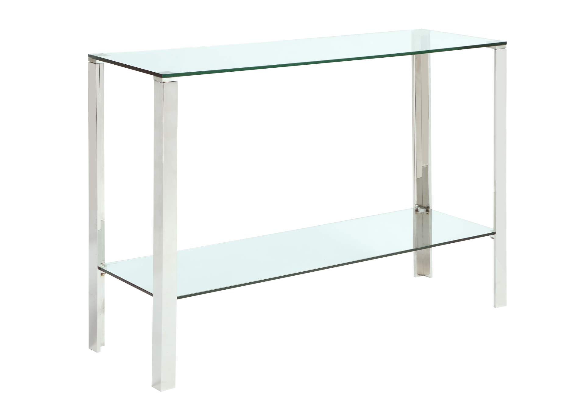 Contemporary Rectangular Glass & Stainless Steel Sofa Table image 3