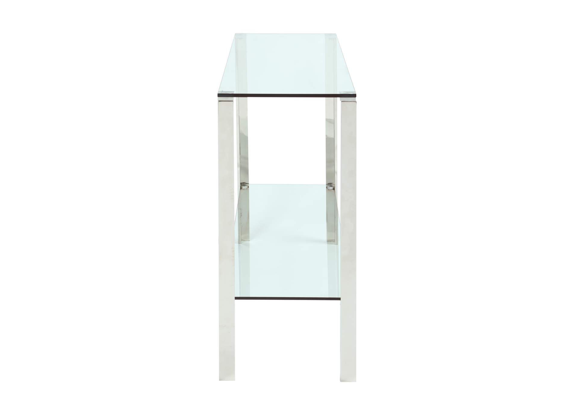 Contemporary Rectangular Glass & Stainless Steel Sofa Table image 5