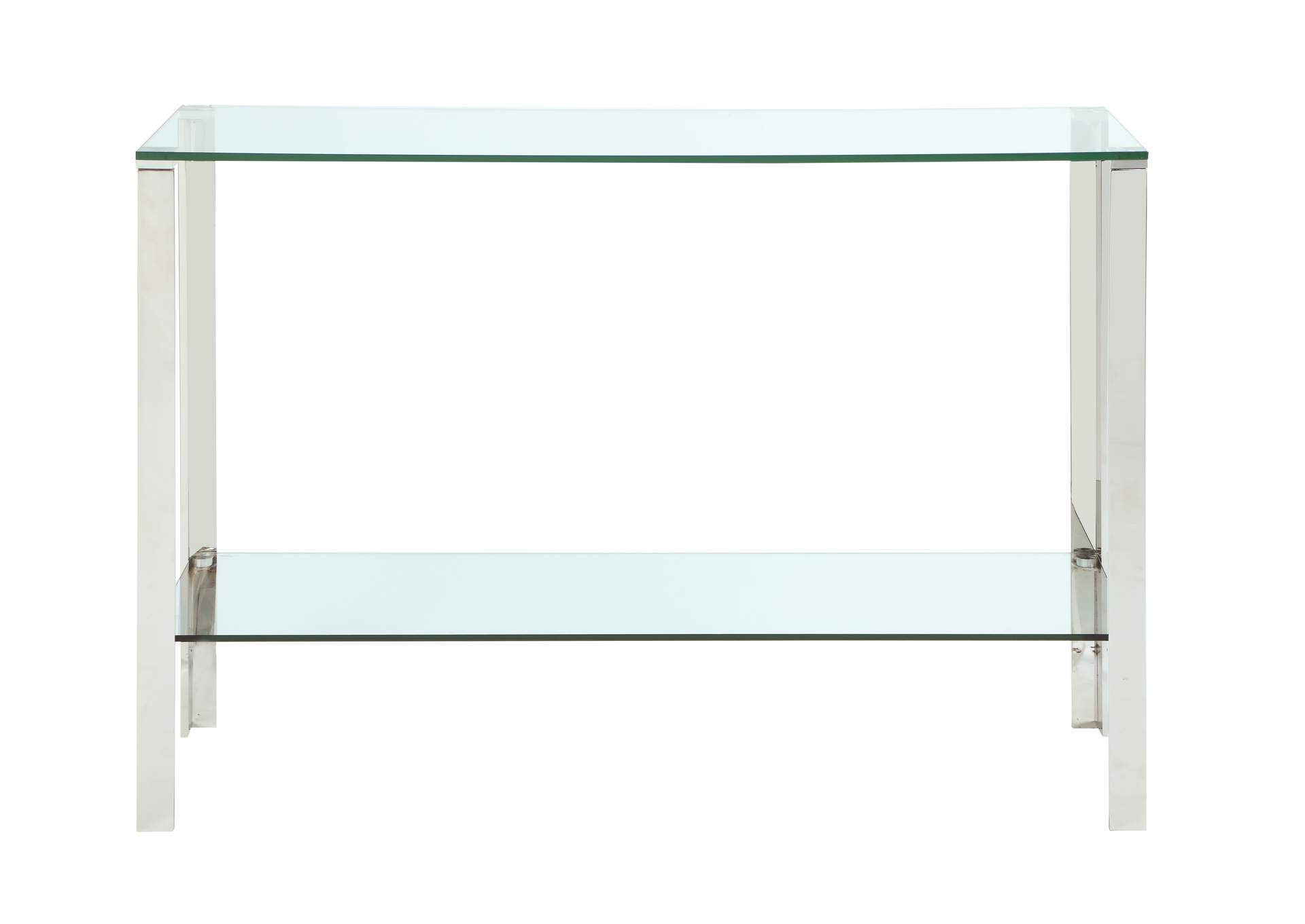 Contemporary Rectangular Glass & Stainless Steel Sofa Table image 4