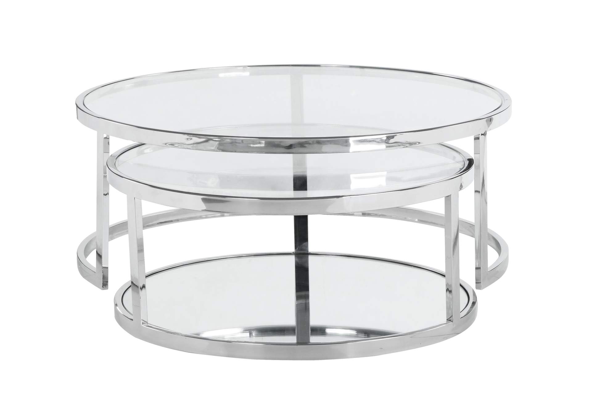 Contemporary 2-In-1 Nesting Cocktail Table Set image 6