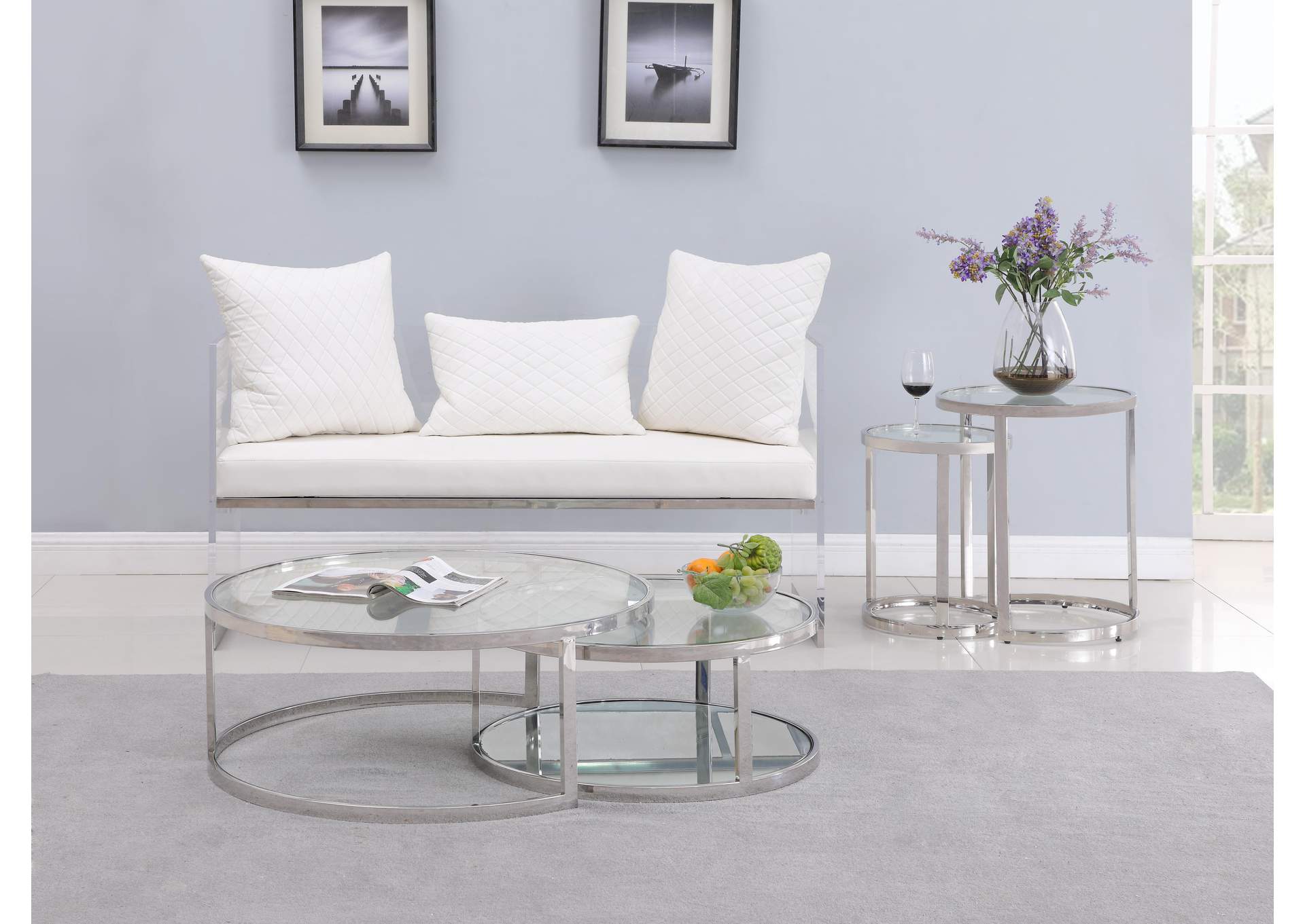 Contemporary 2-In-1 Nesting Lamp Table Set image 8
