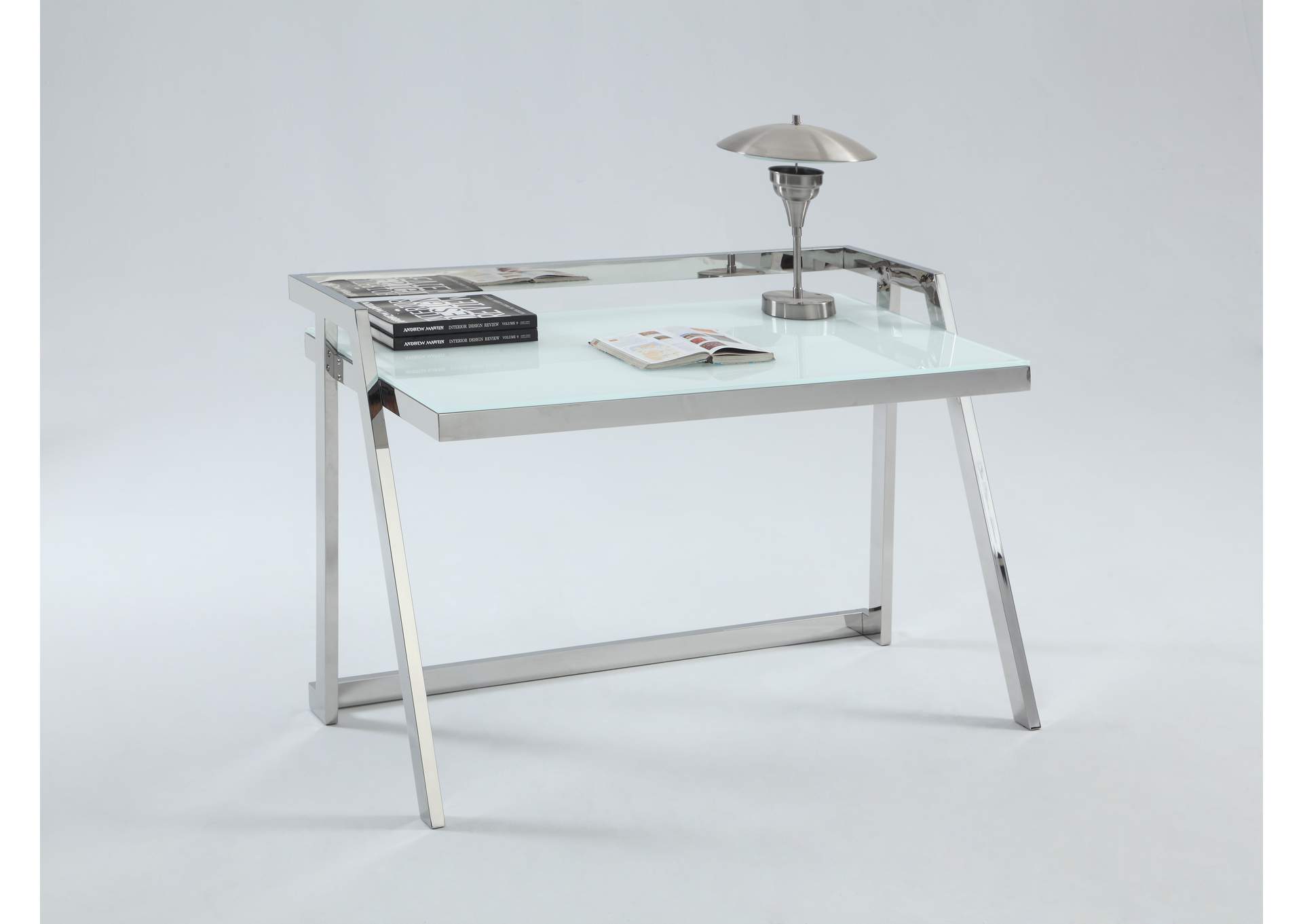 Contemporary Computer Desk With Starphire Glass image 1