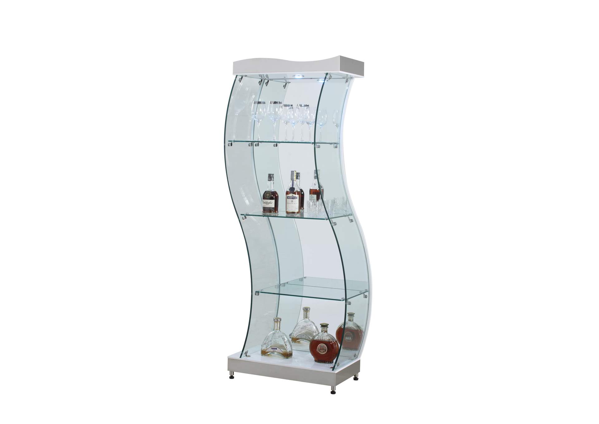 S Shaped Glass Curio With Led Lights image 1